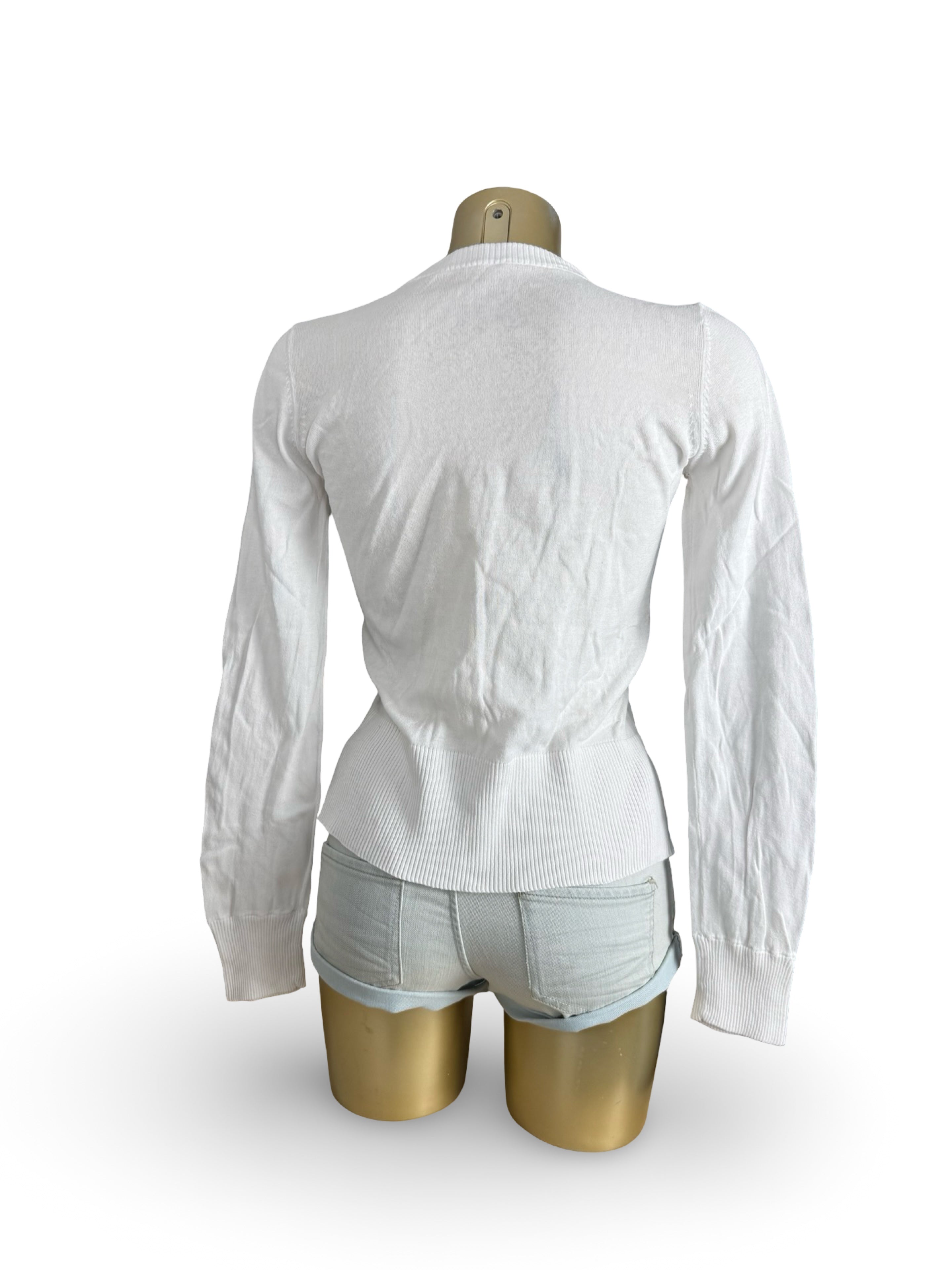 White 100% cotton zip up jumper (M)