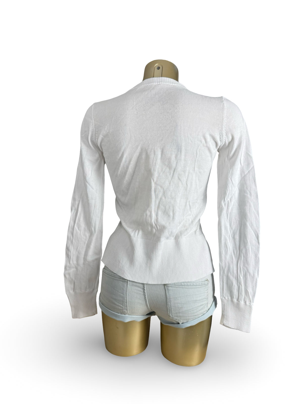 White 100% cotton zip up jumper (M)