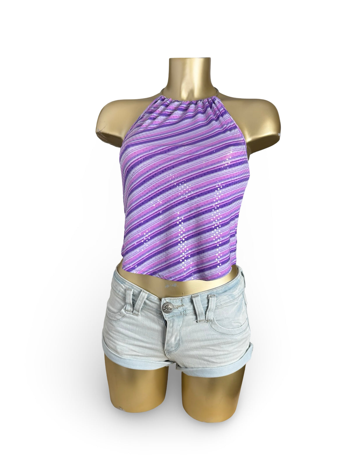 Purple ring necklace halter top (M)