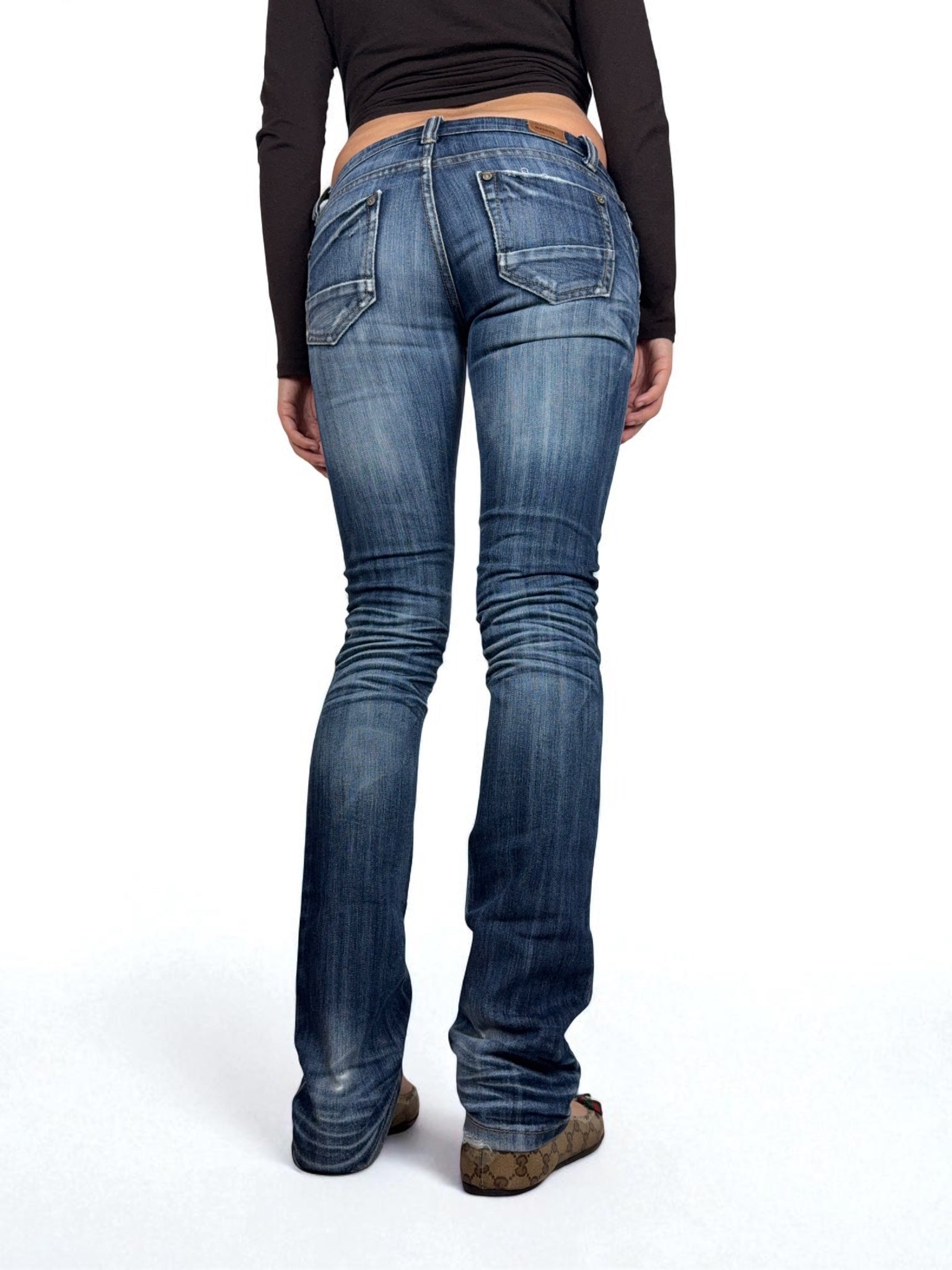 Navy denim low rise skinny pants (XS)