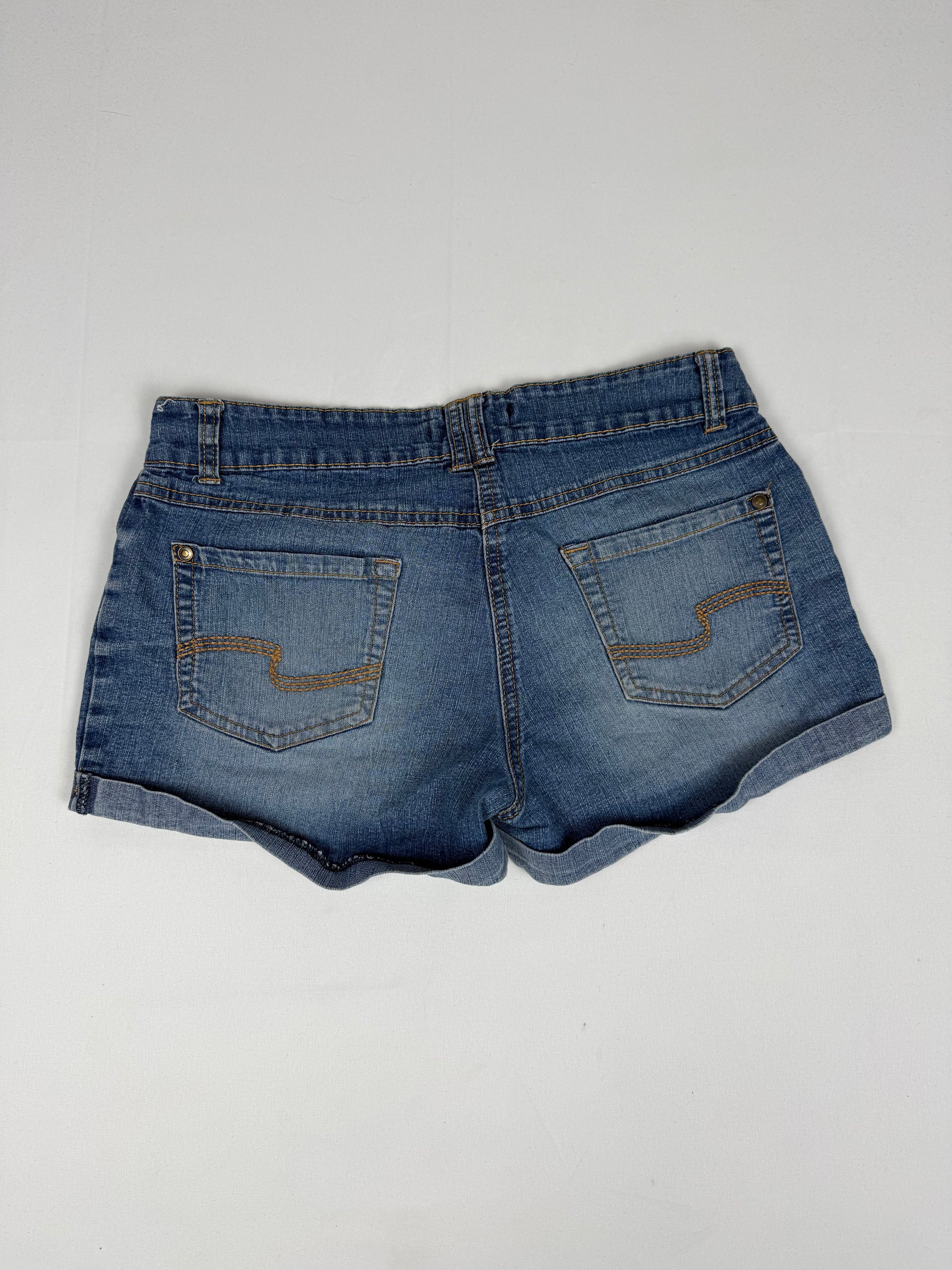 Blue denim low rise mini short (S)