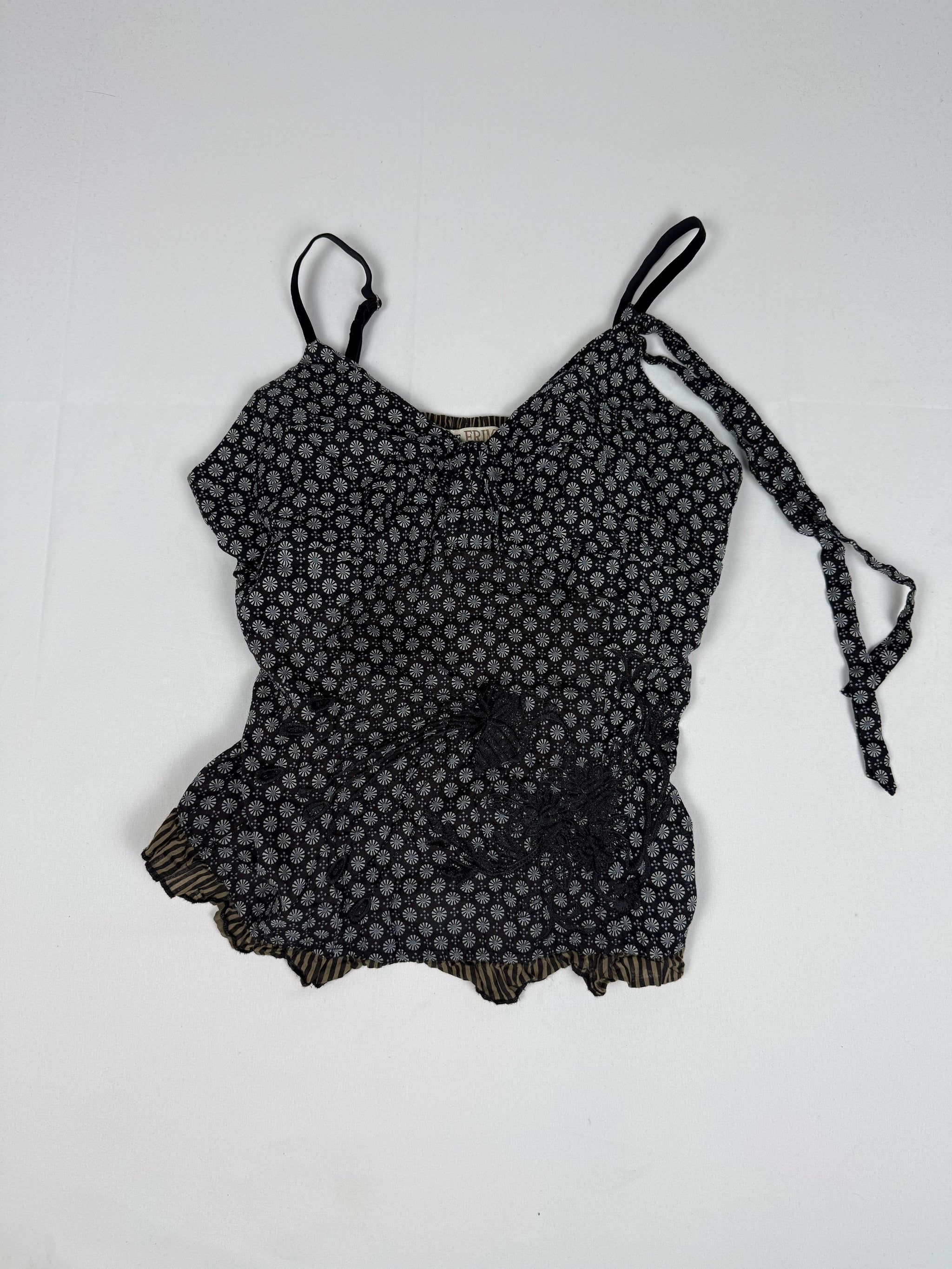 Grey graphic tight fit cami top (M)