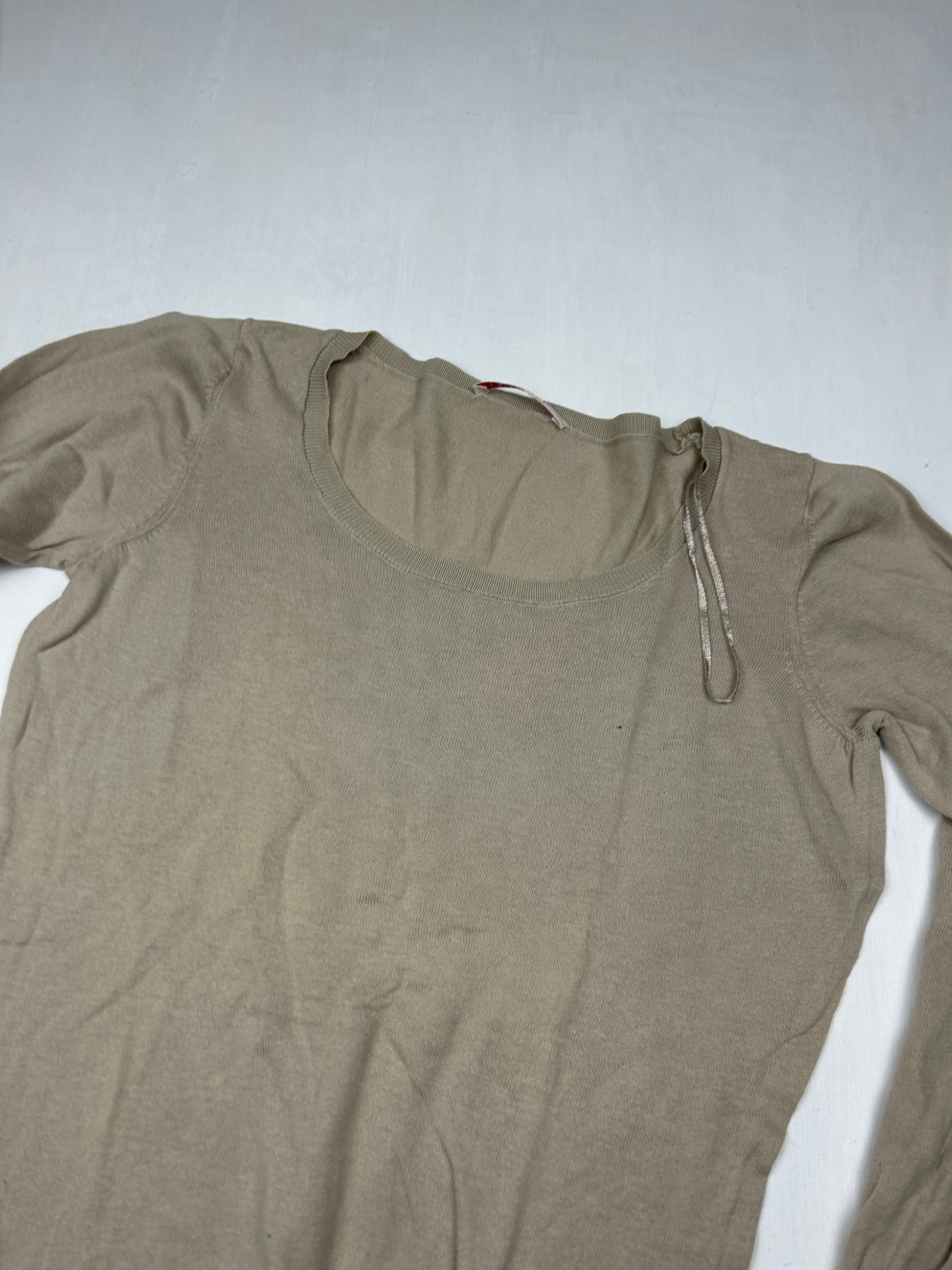 Beige round neck cotton jumper (S/M)