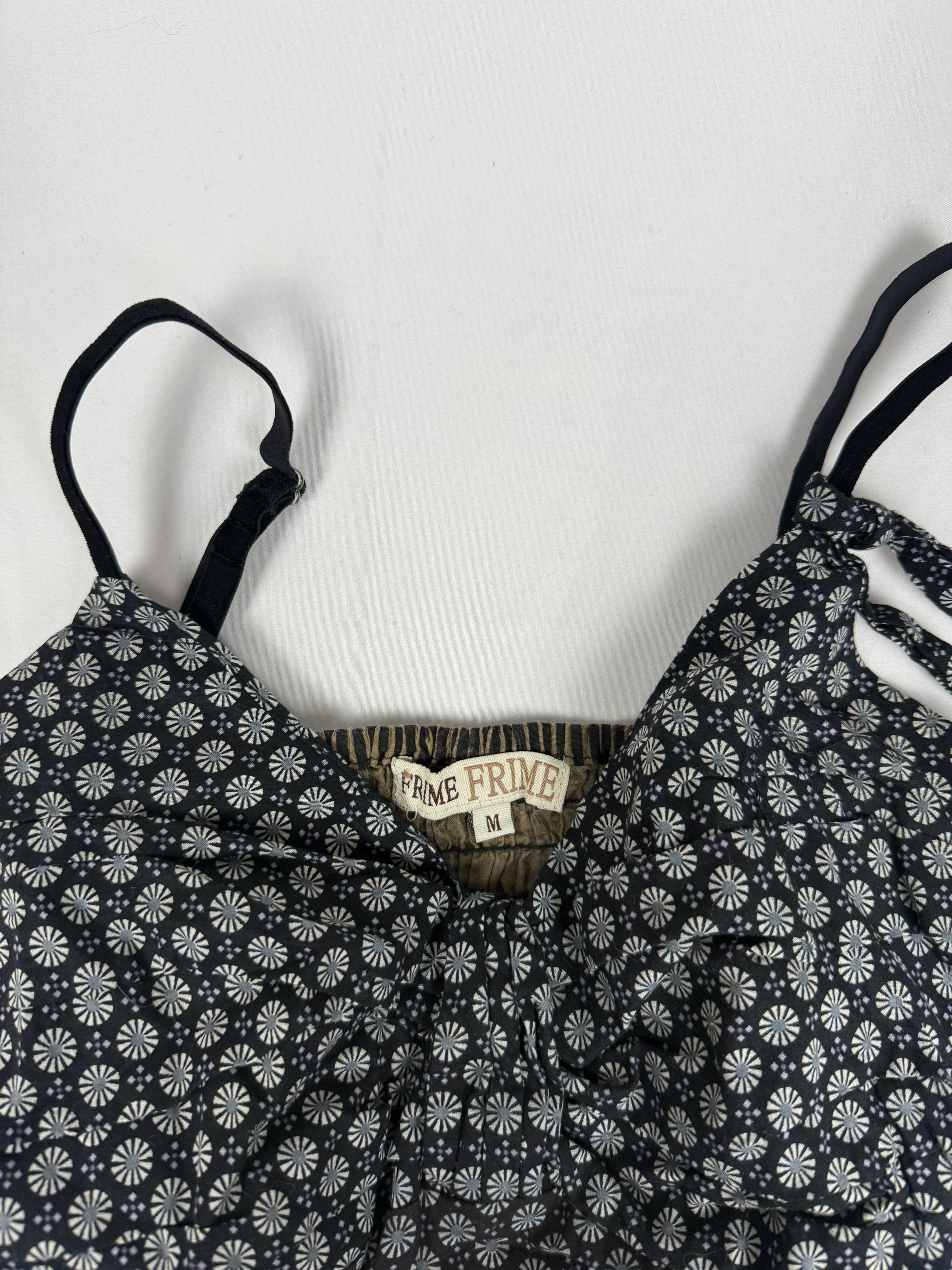Grey graphic tight fit cami top (M)