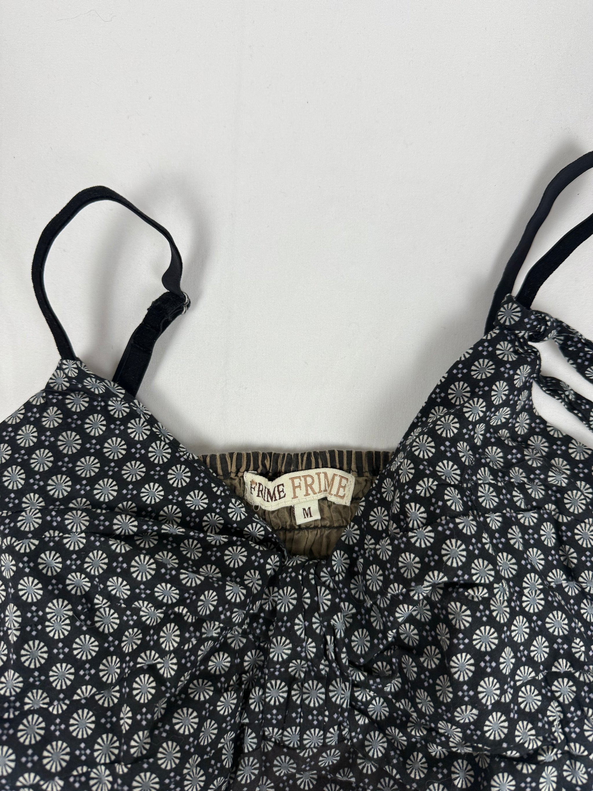 Grey graphic tight fit cami top (M)