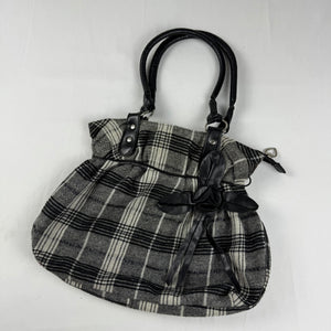 Grey check print shoulder bag (31x28 cm)
