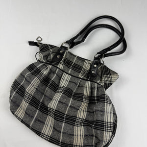 Grey check print shoulder bag (31x28 cm)