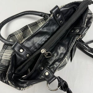 Grey check print shoulder bag (31x28 cm)