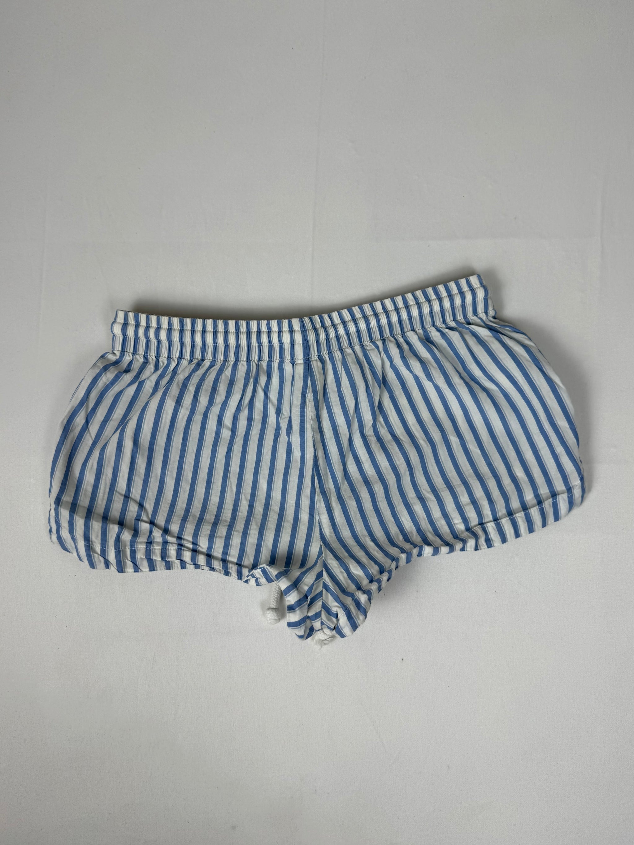 Baby blue striped cotton low rise mini short (S)