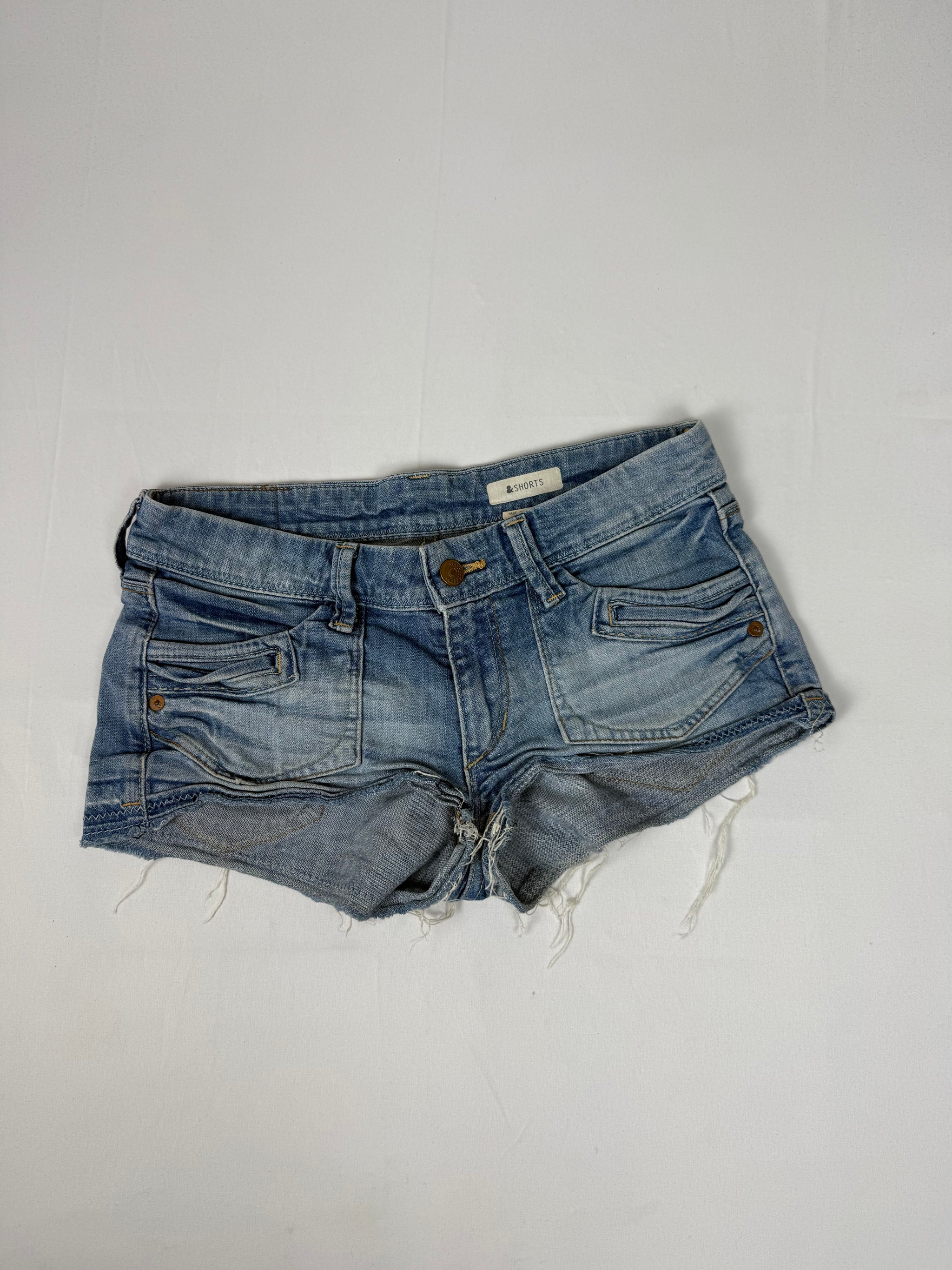 Blue denim low rise mini short (S)