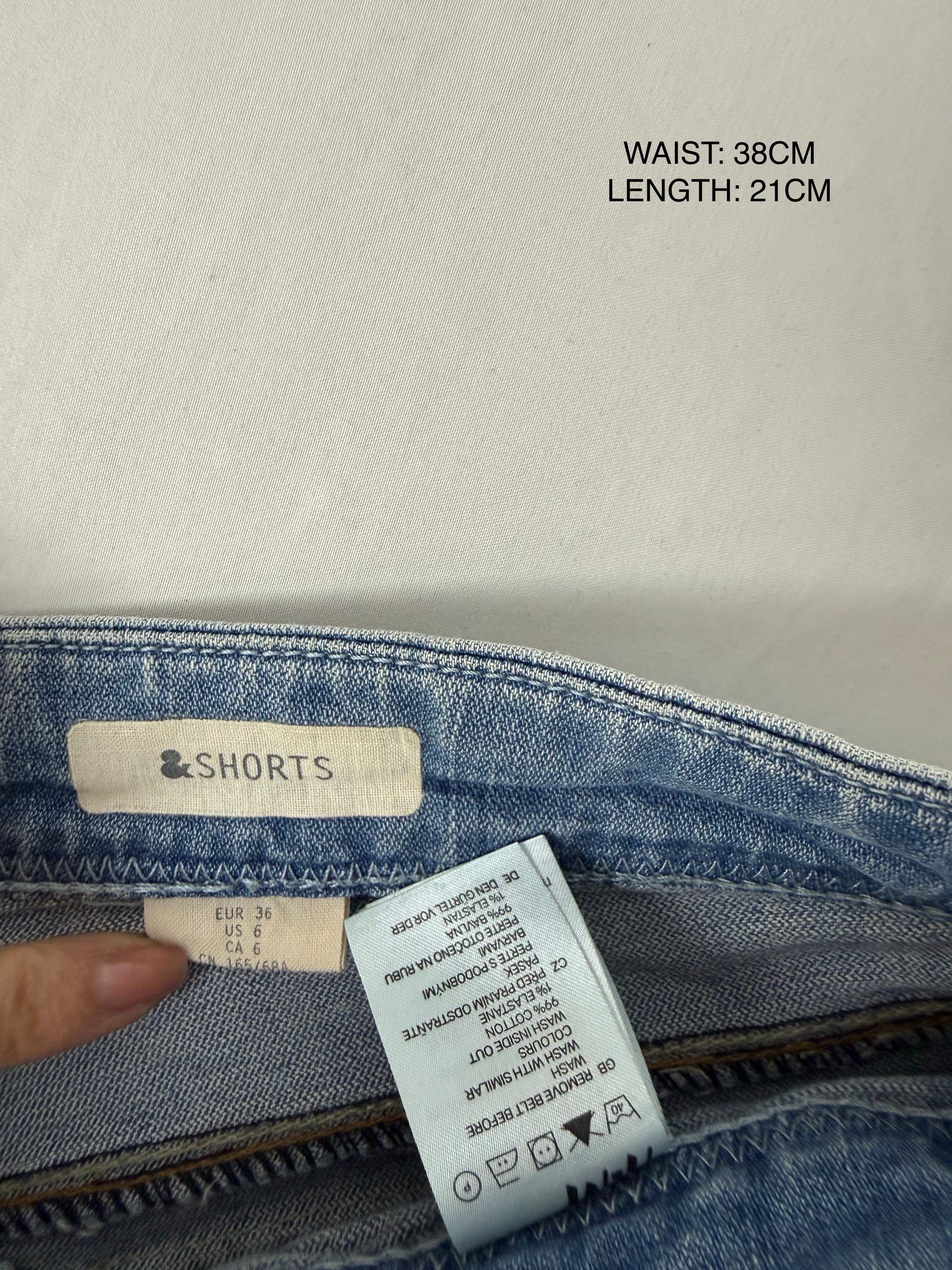 Blue denim low rise mini short (S)