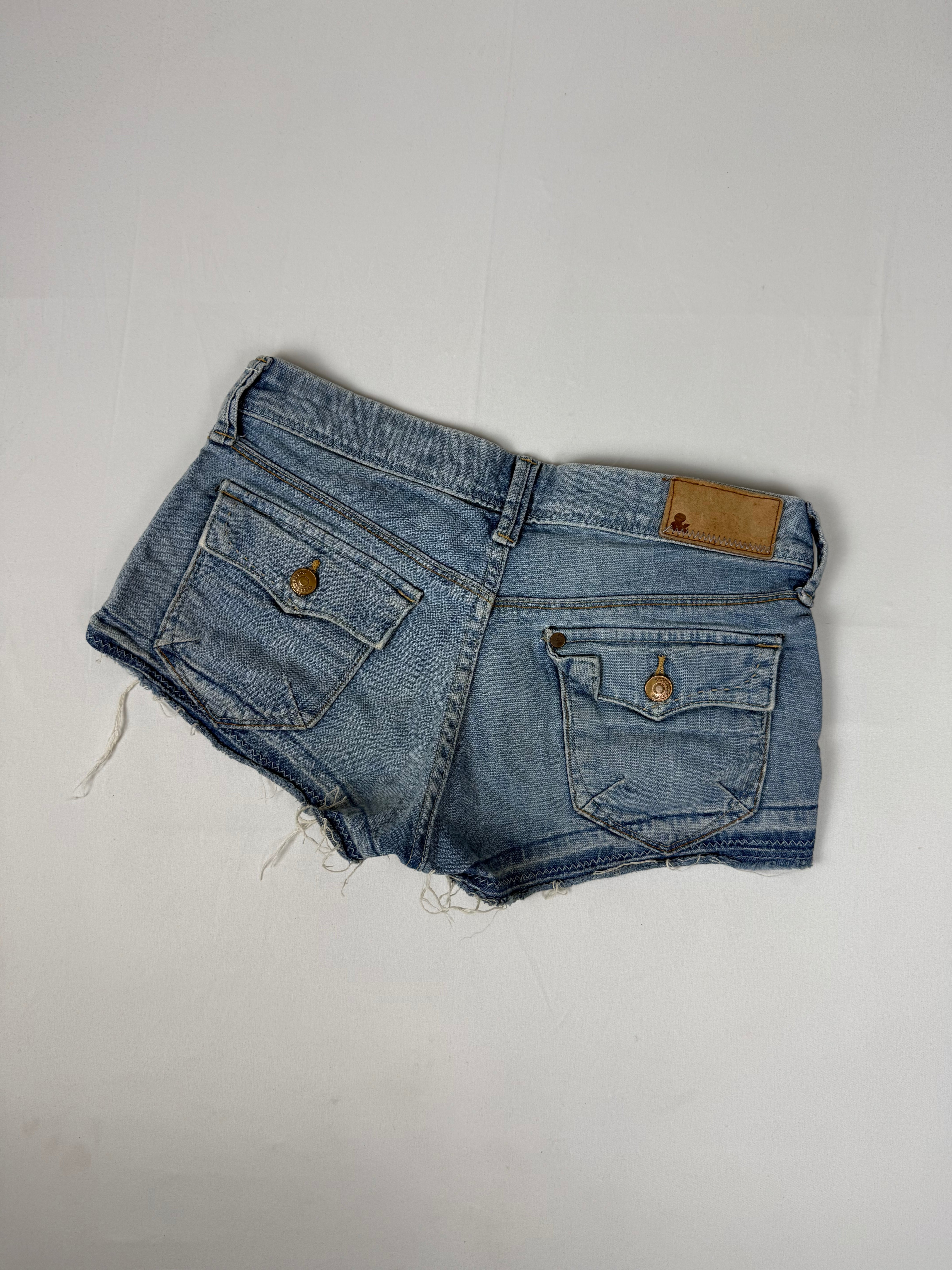 Blue denim low rise mini short (S)