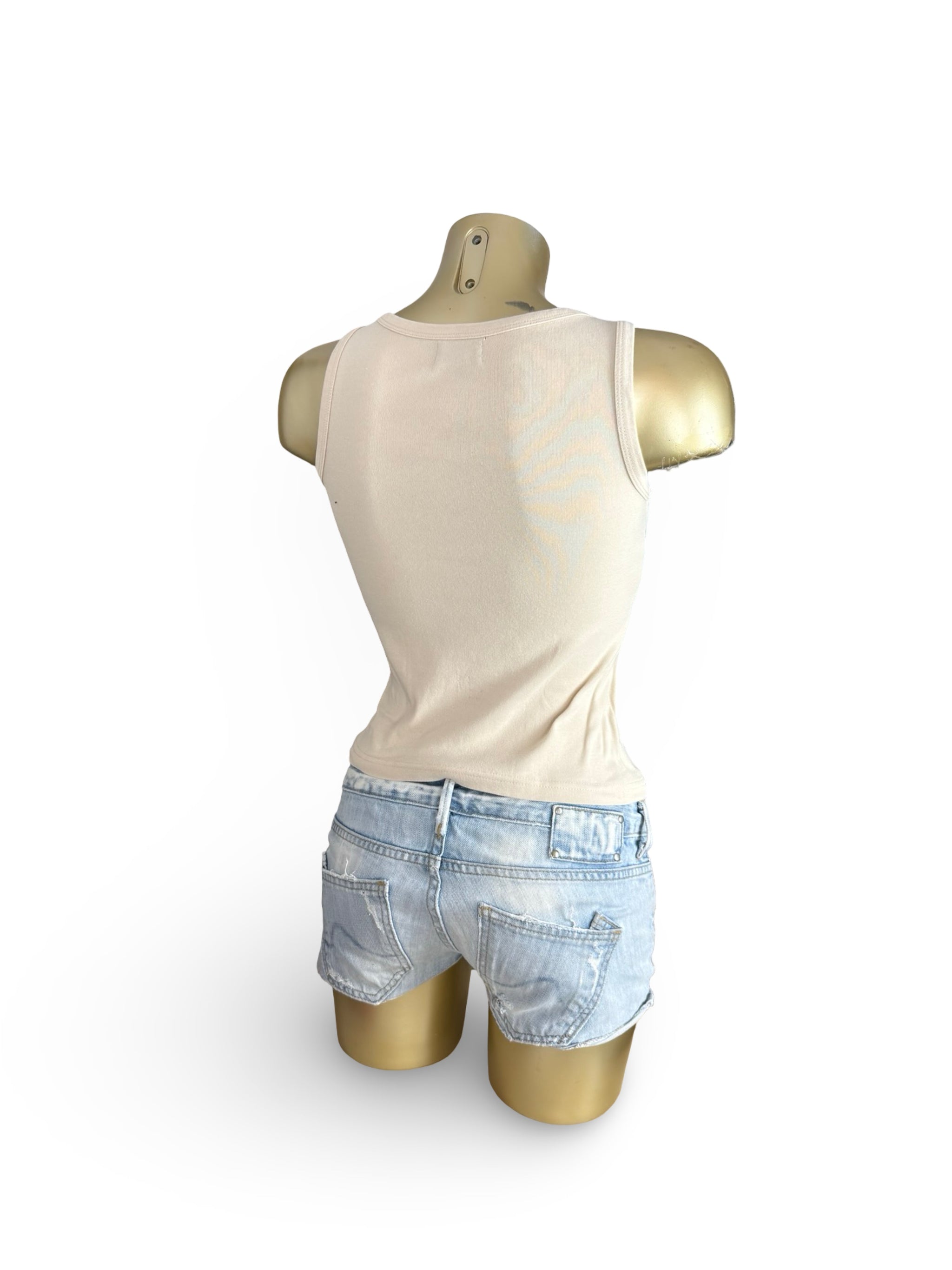 Beige graphic tank top (S)