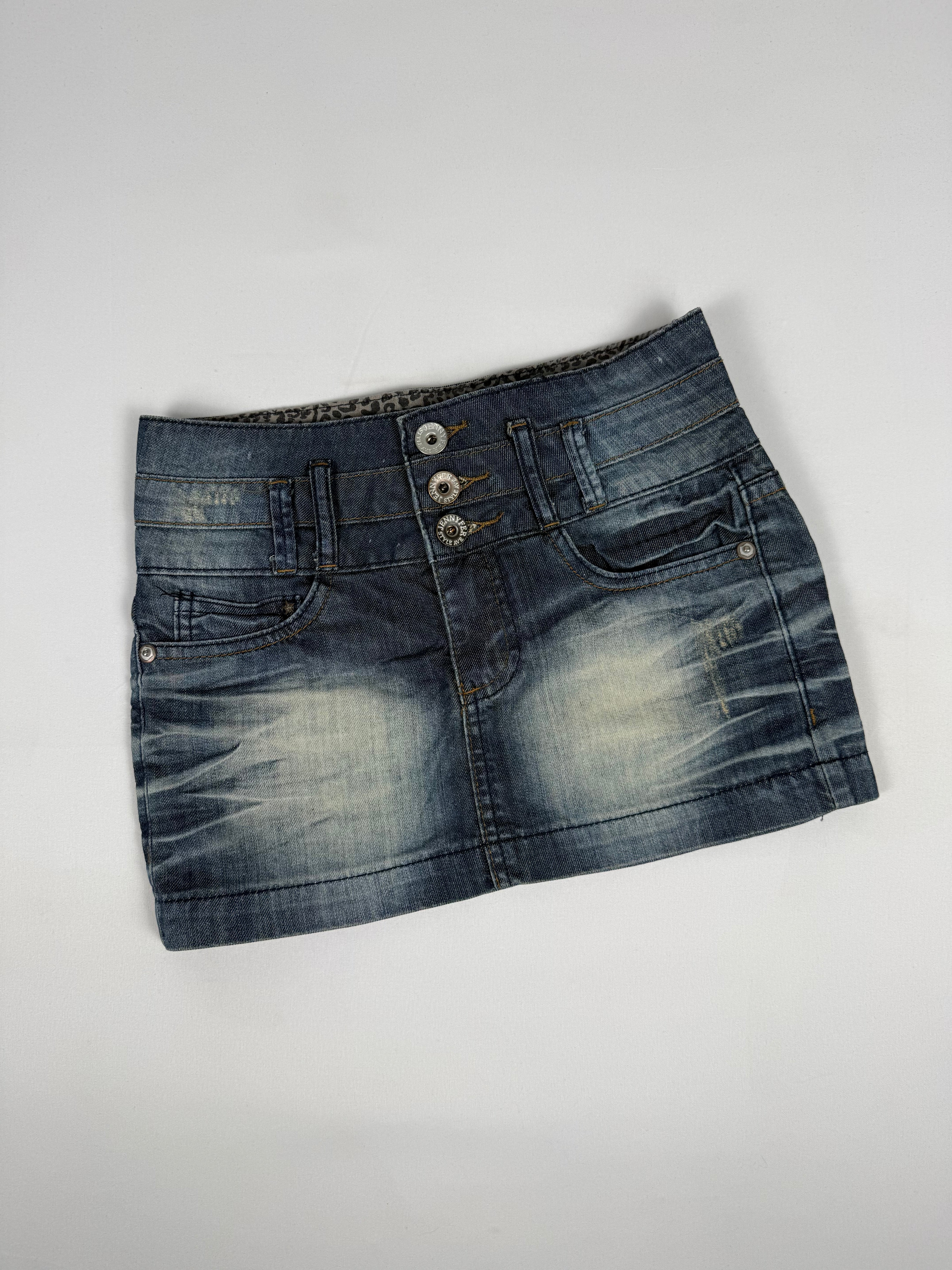 Navy denim low rise mini skirt (XXS)
