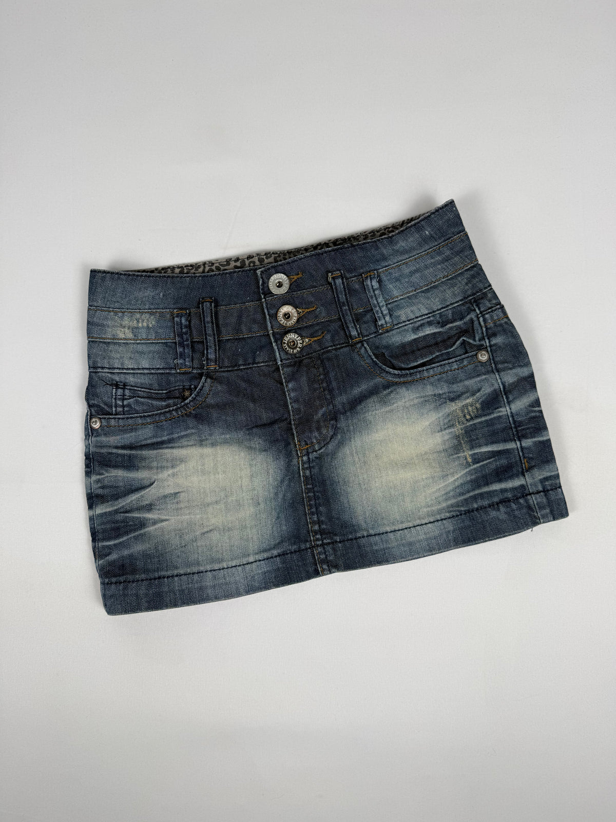 Navy denim low rise mini skirt (XXS)