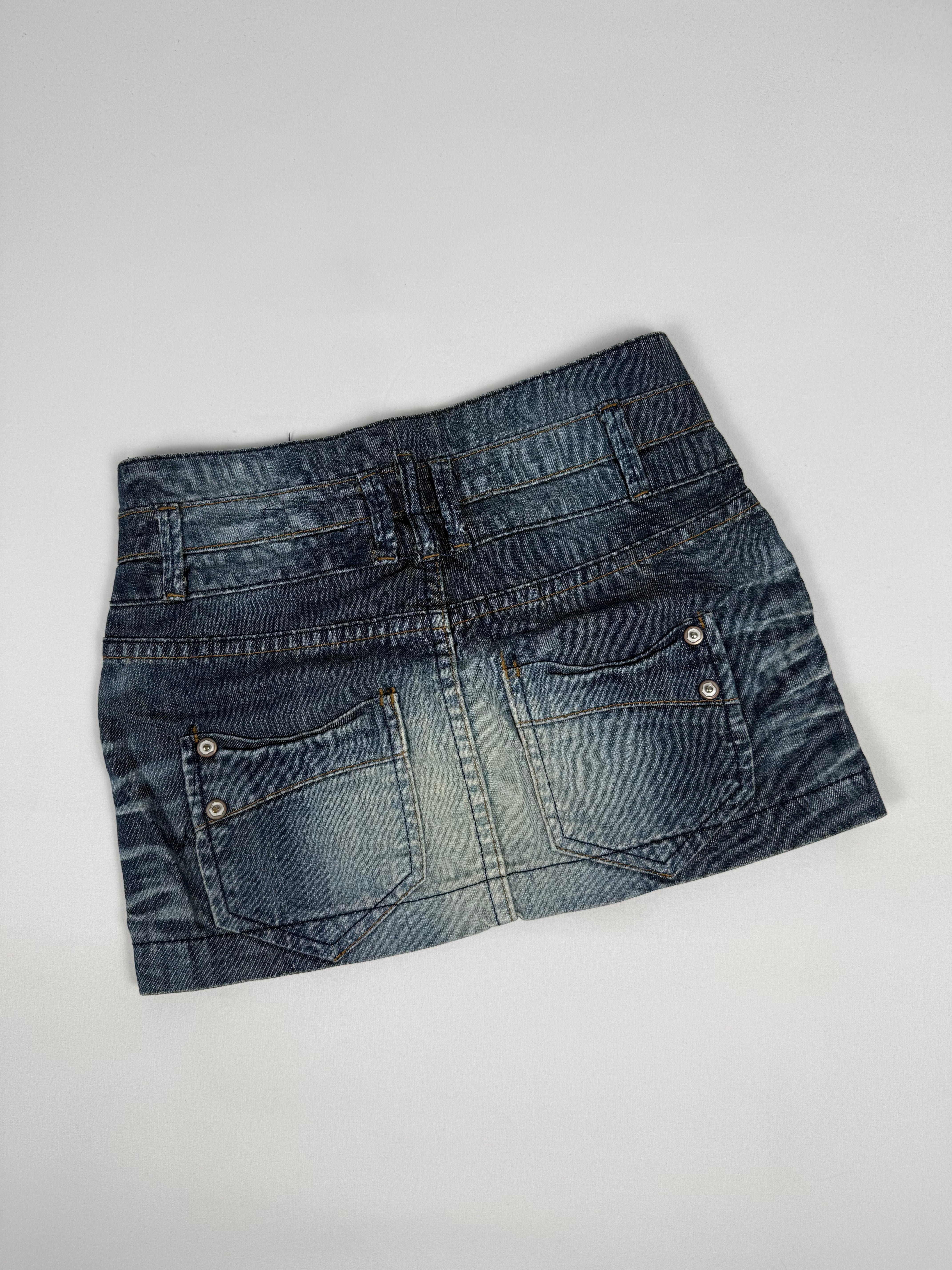 Navy denim low rise mini skirt (XXS)