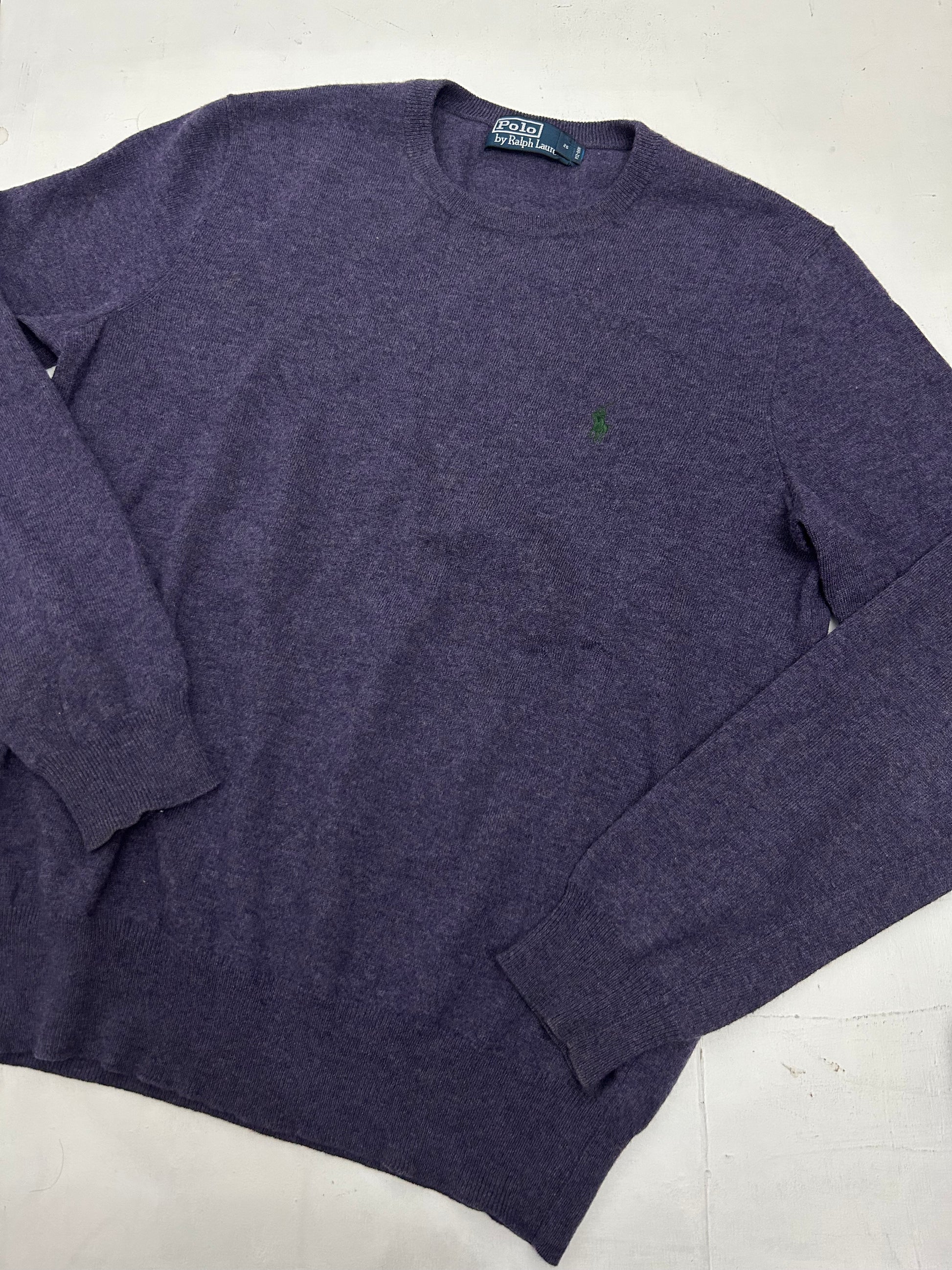 Purple round neck wool unisex 90s jumper  (M)