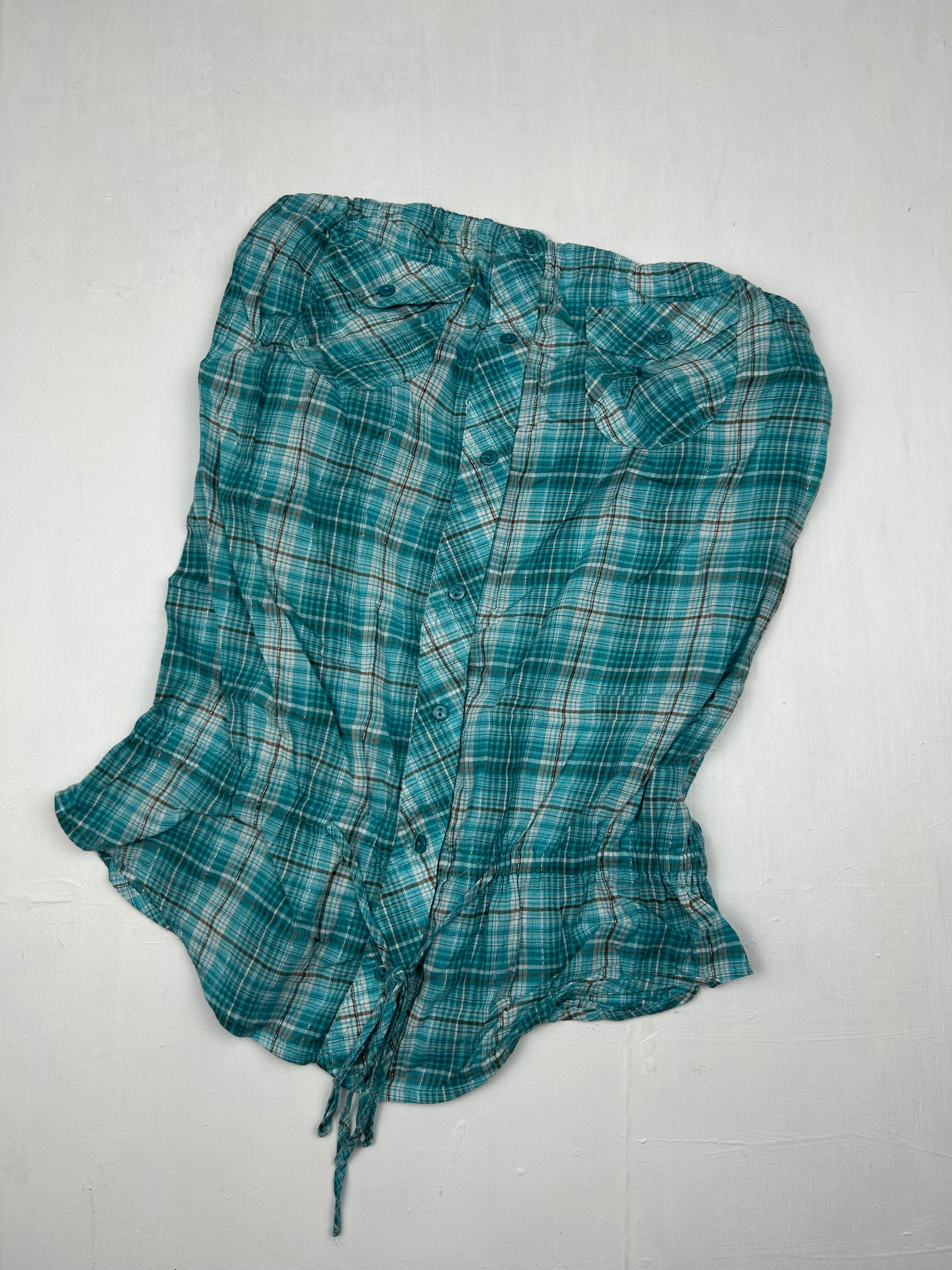 Cotton check print stretchy tube top (M)