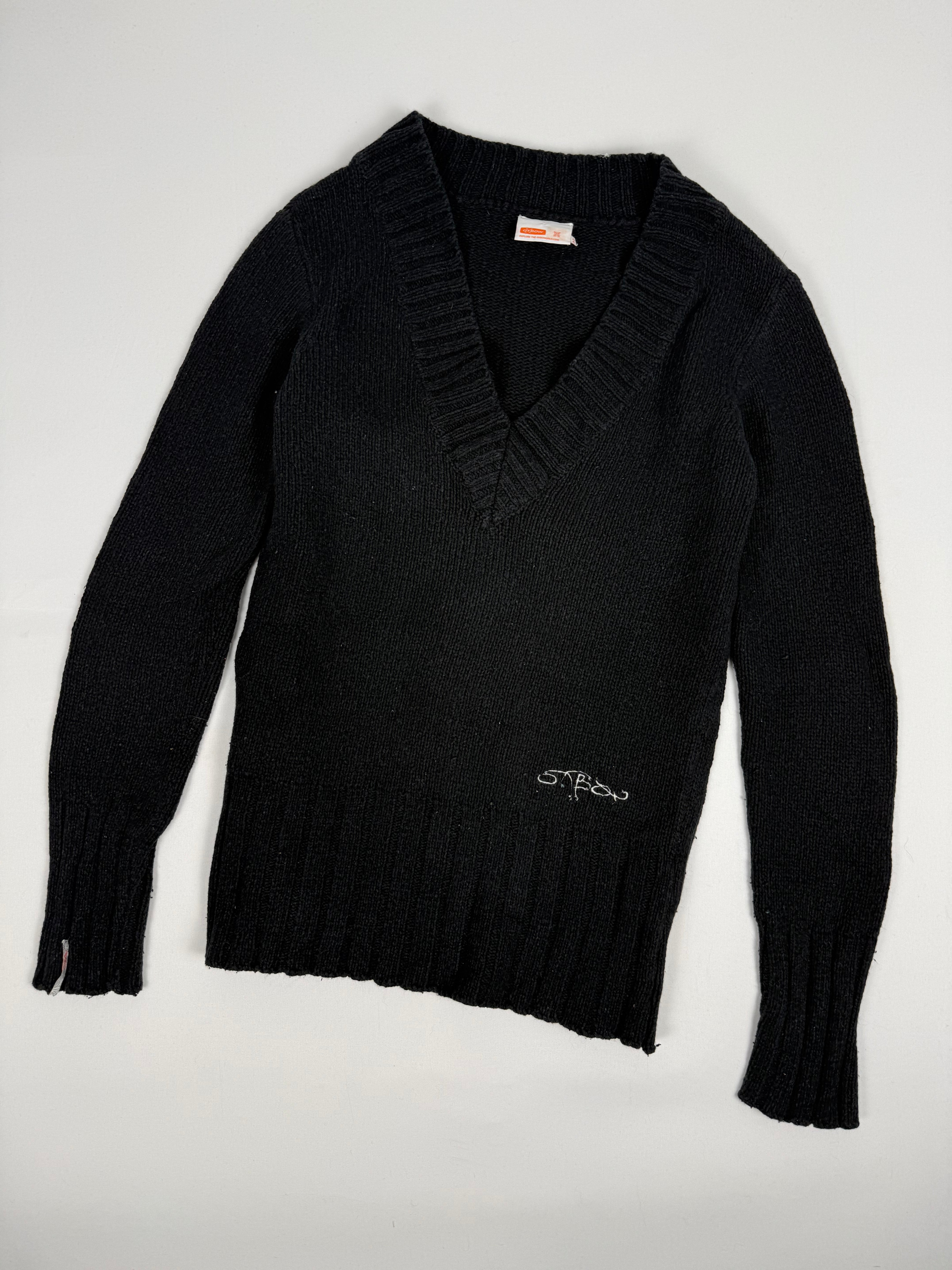 Mini-robe en maille grise à manches courtes avec nouage (S)