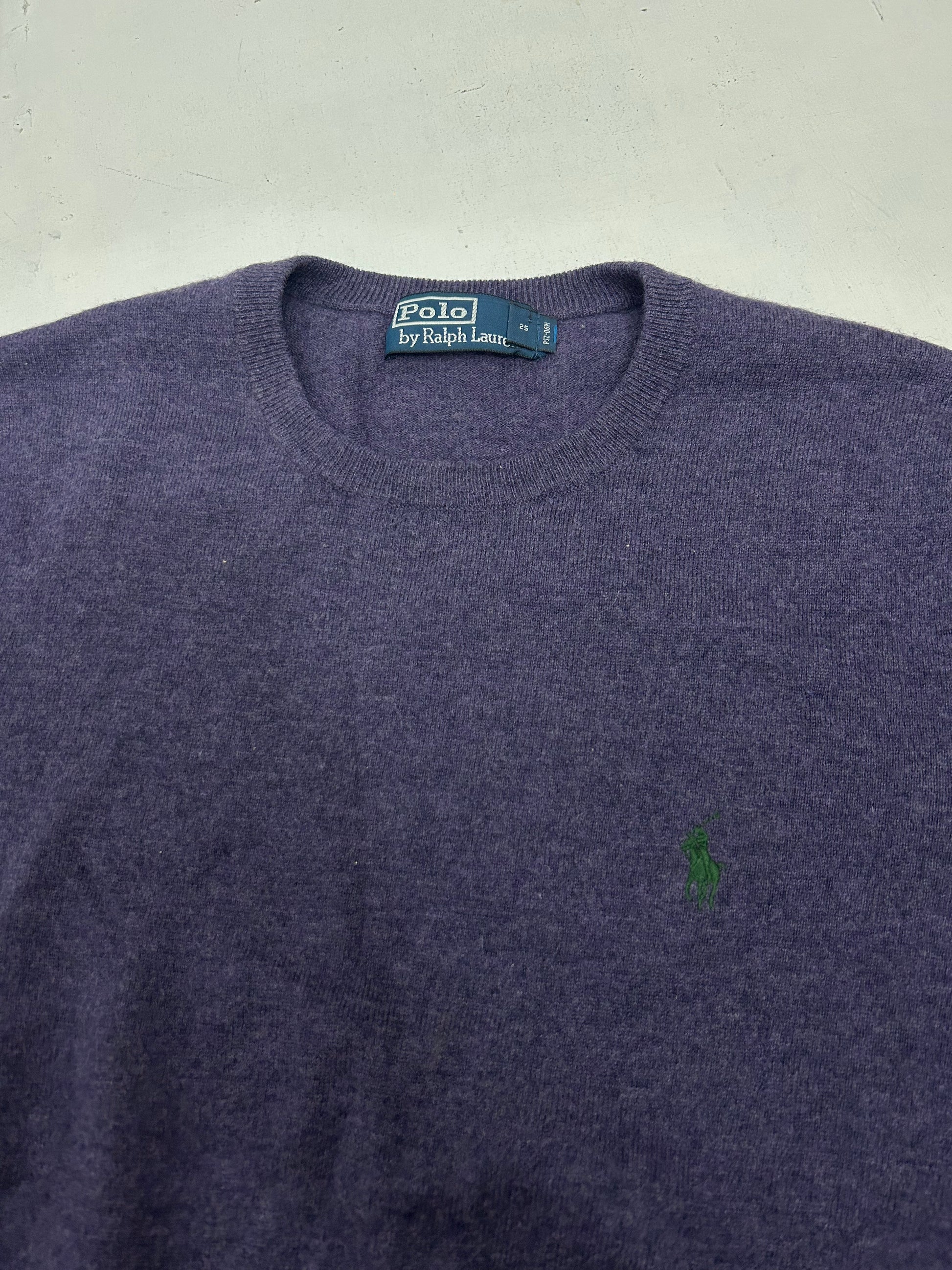 Purple round neck wool unisex 90s jumper  (M)