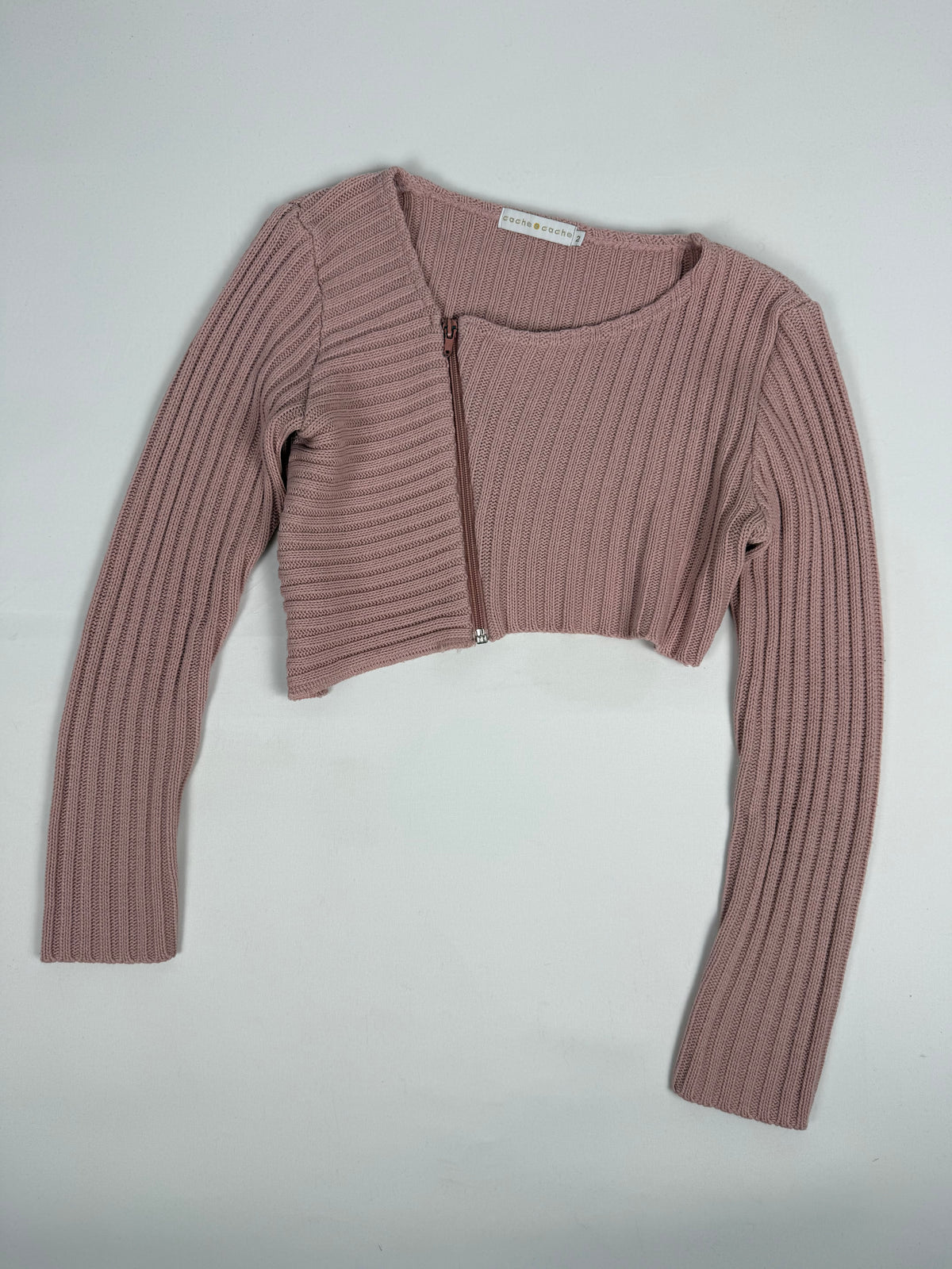 Baby pink zip up bolero jumper (M)