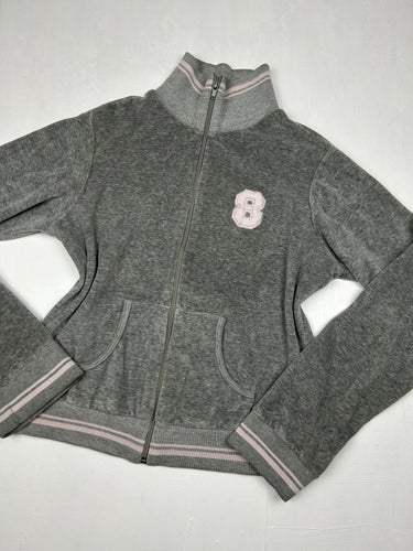 Grey velvet zip up hoodie (M)