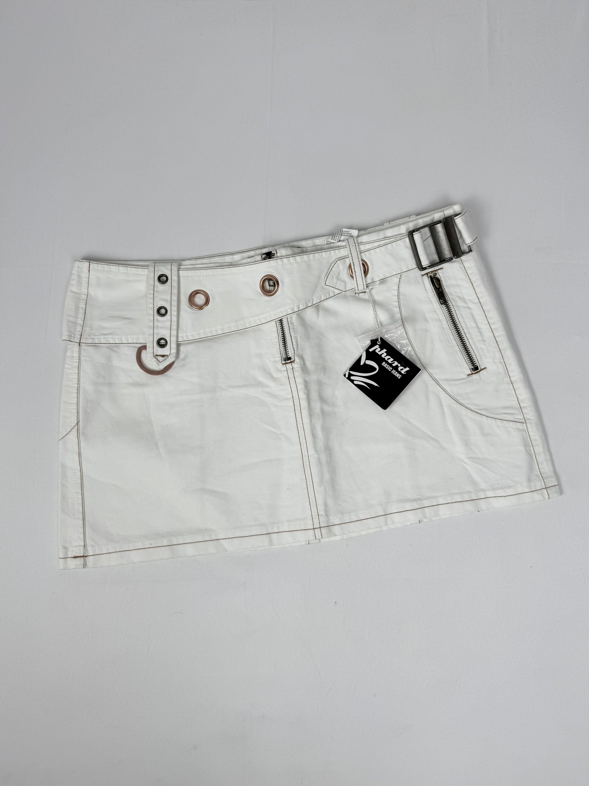 White denim low rise mini skirt (M/L)