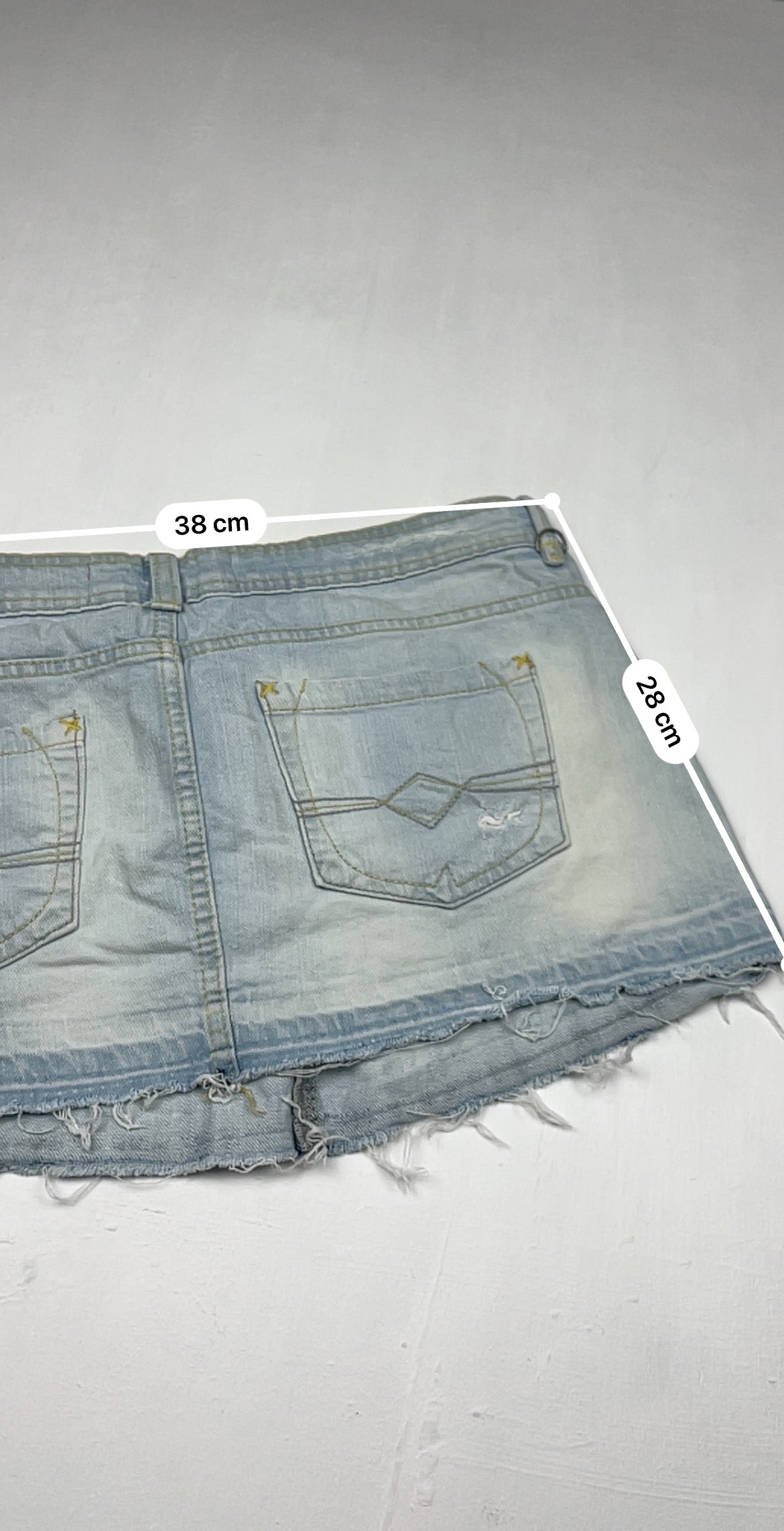 Blue denim low rise mini skirt (S)