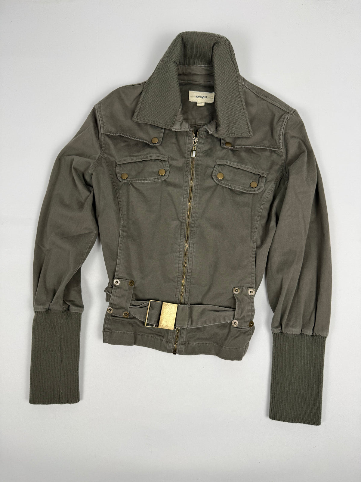Khaki 100% cotton tight fit jacket (L)