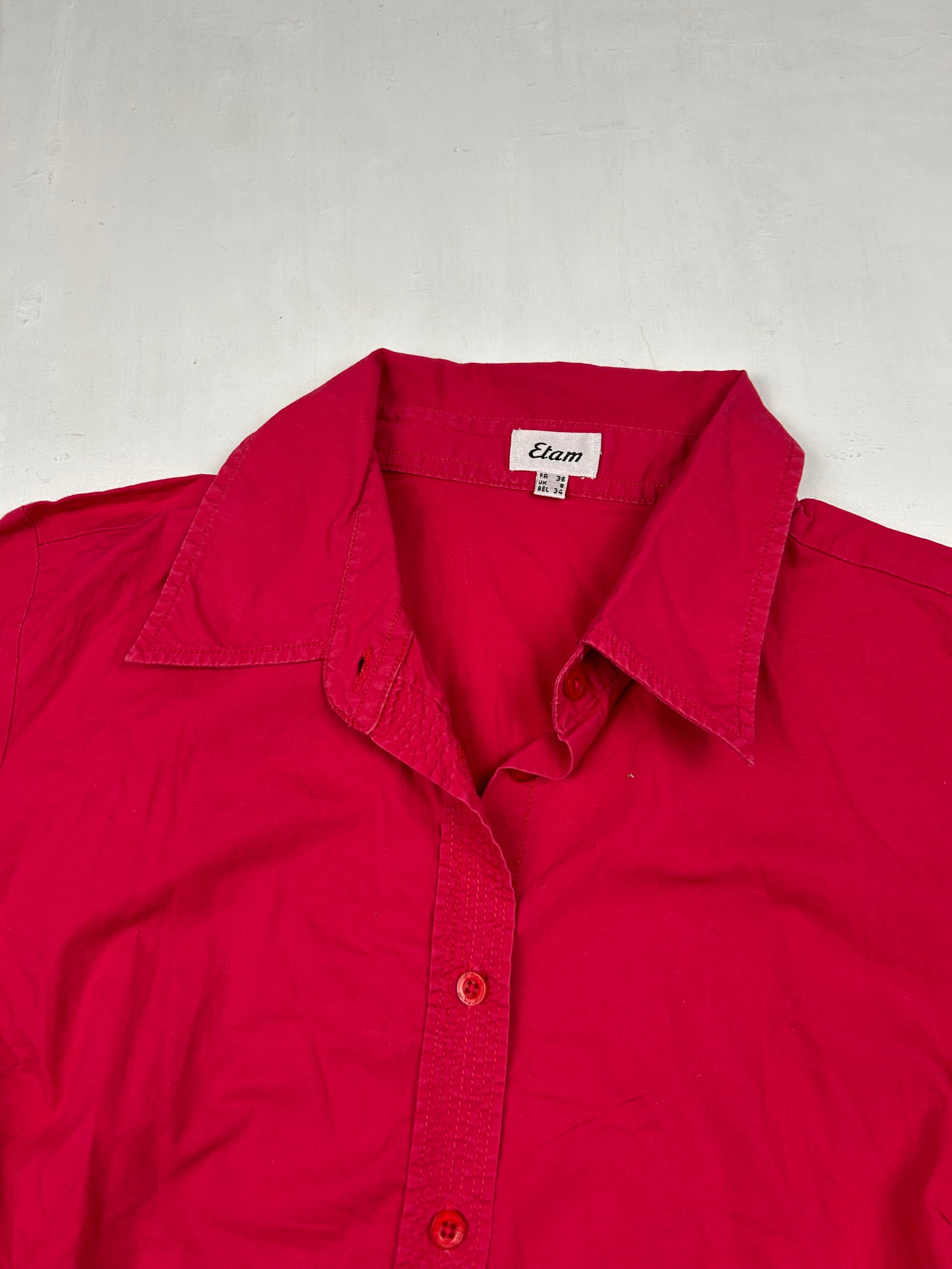Red cotton long sleeves shirt (S)