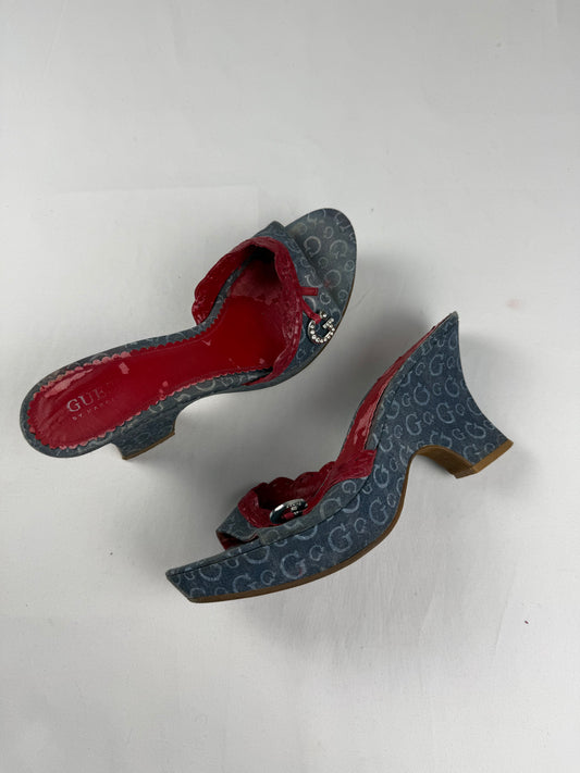 Blue monogram & charms wedge mules heels (41)