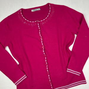 Pink stretchy knitted tee + cardigan set (M/L)