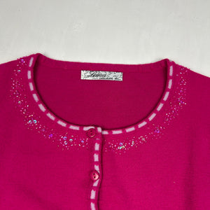 Pink stretchy knitted tee + cardigan set (M/L)
