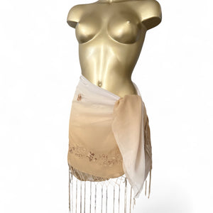 Beige mesh multiway pareo tie up mini skirt / top (154x96cm)