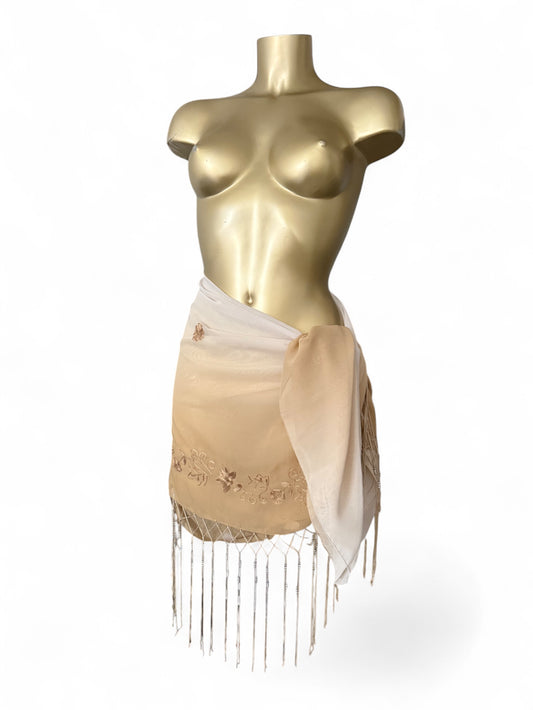 Beige mesh multiway pareo tie up mini skirt / top (154x96cm)