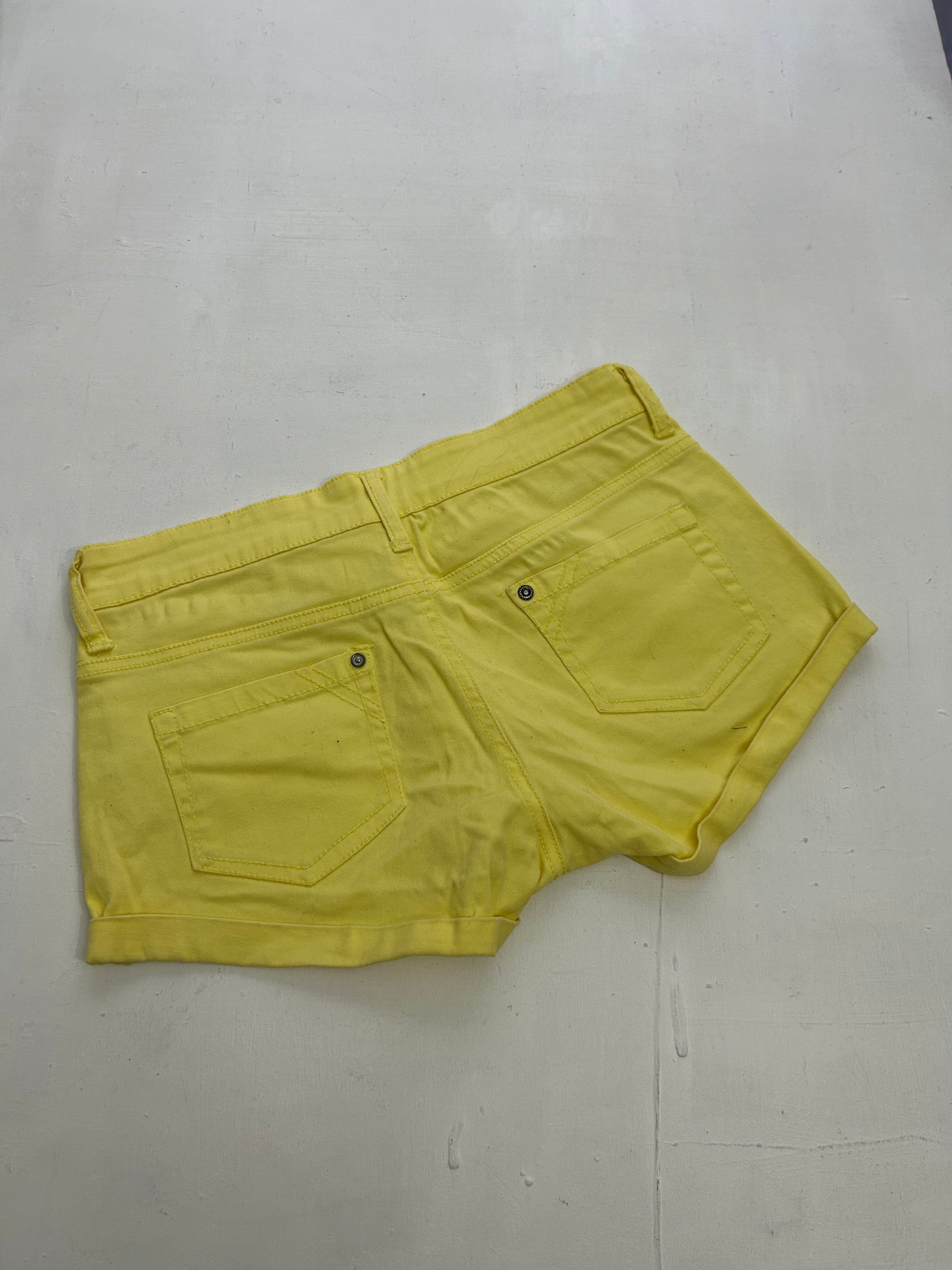 Yellow denim low rise mini /micro short (XS/S)