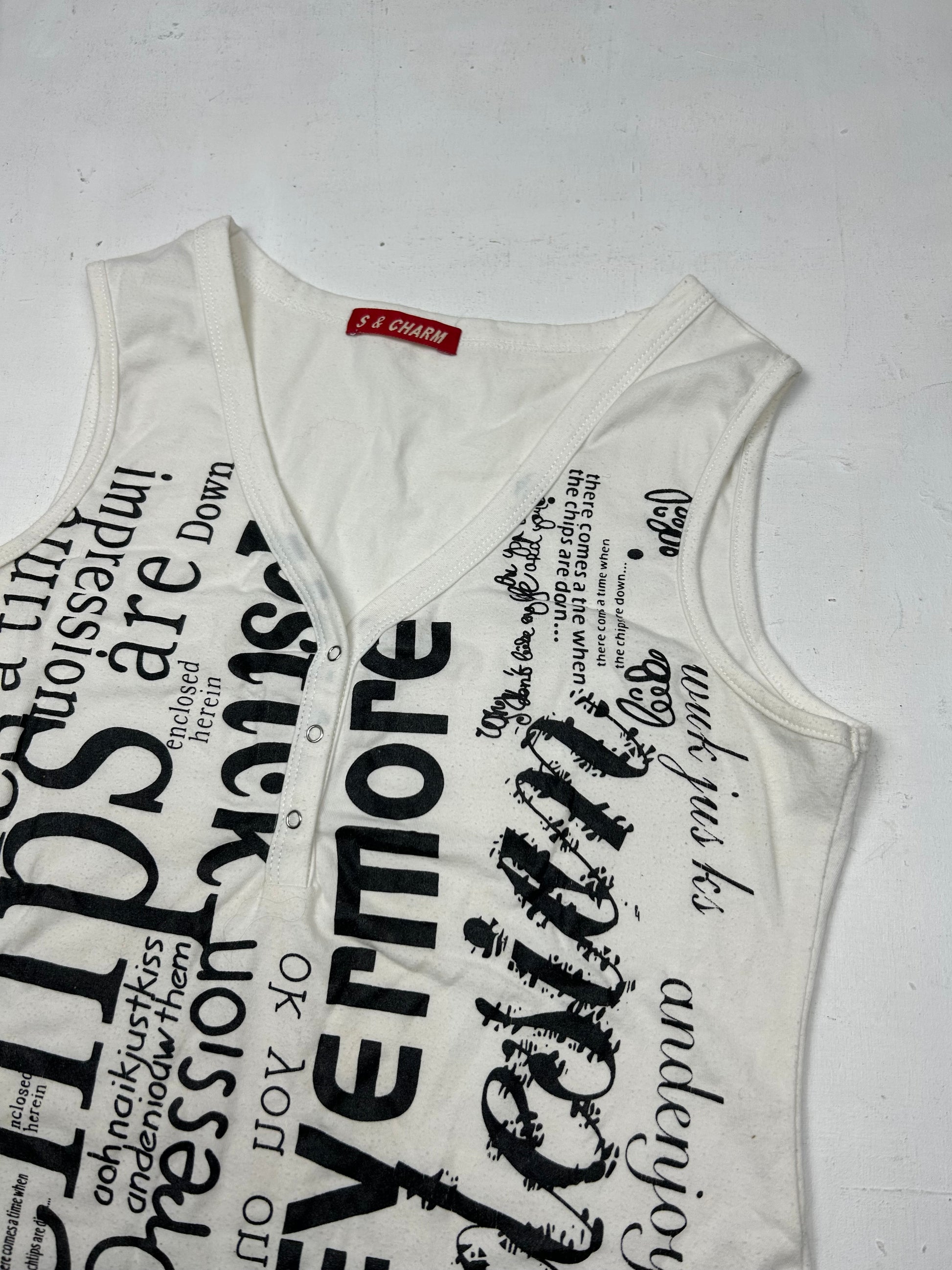 White graphic print tank top (S)
