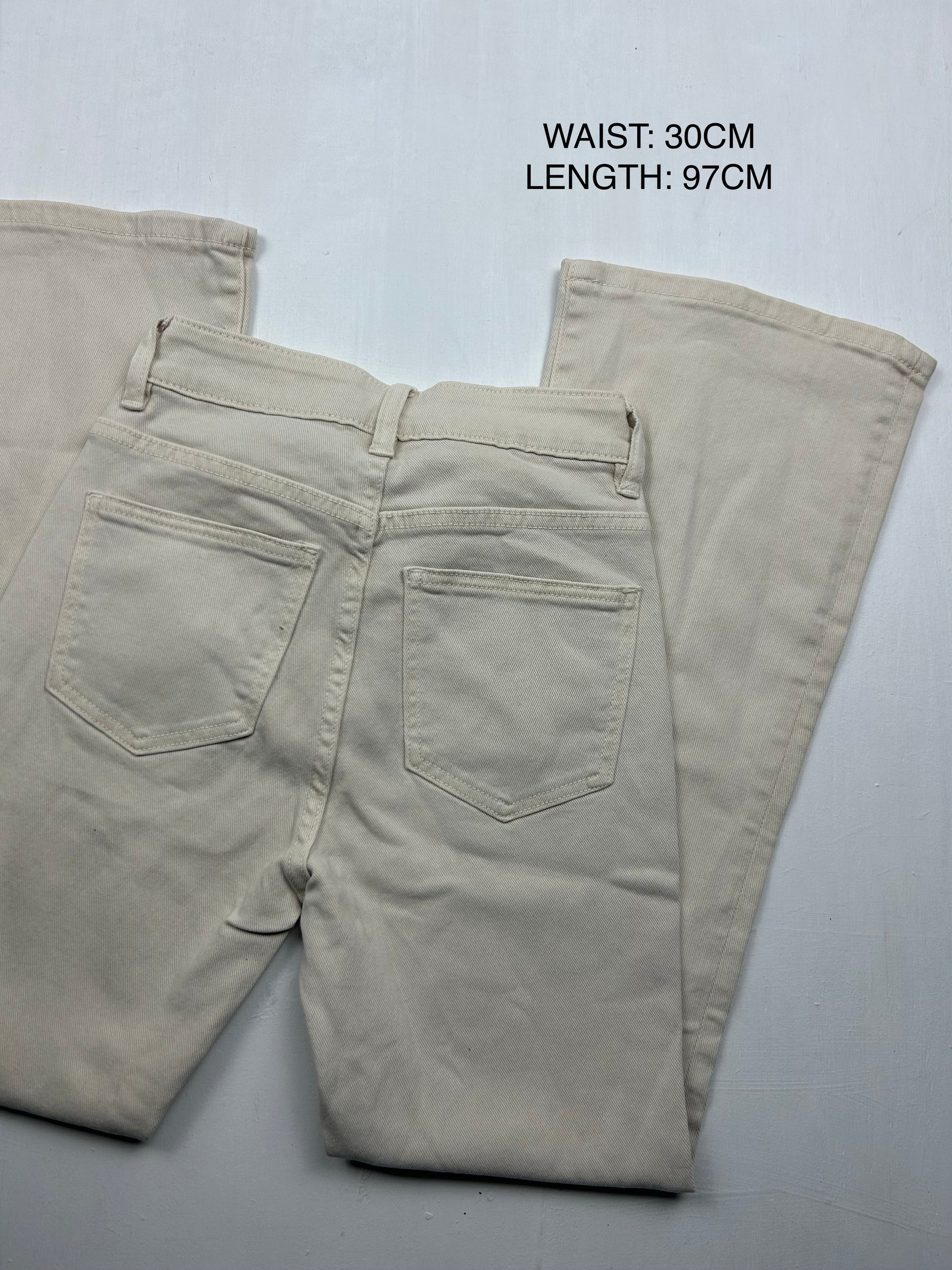 Beige mid waist flare denim pants (XS)