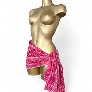 Pink graphic mesh multiway pareo tie up mini skirt / top (172x104cm)