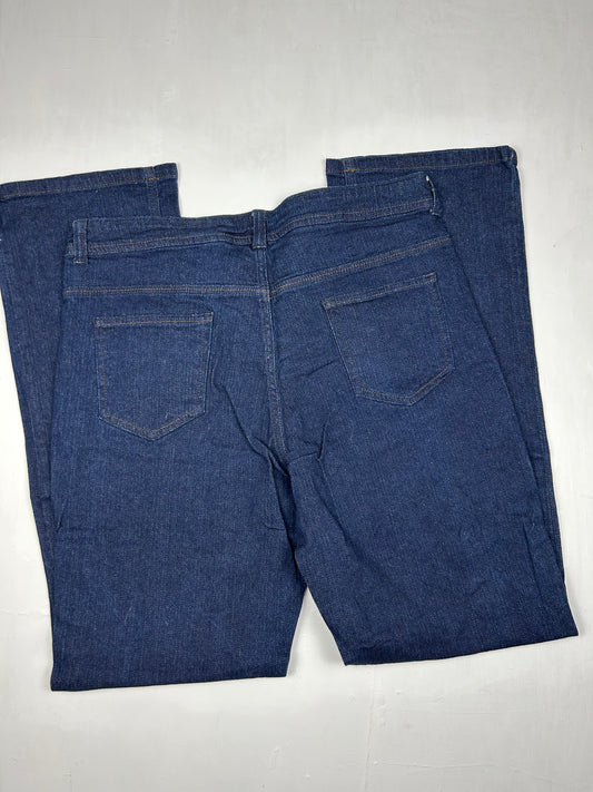 Navy blue denim low rise straight legs pants (L)