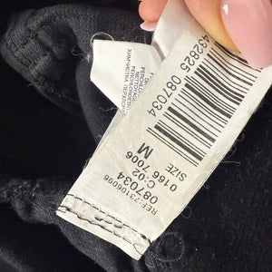 Black zip up velvet ribbed tight fit biker jacket (S)