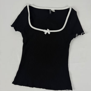 Black coquette tight fit tee (XS)