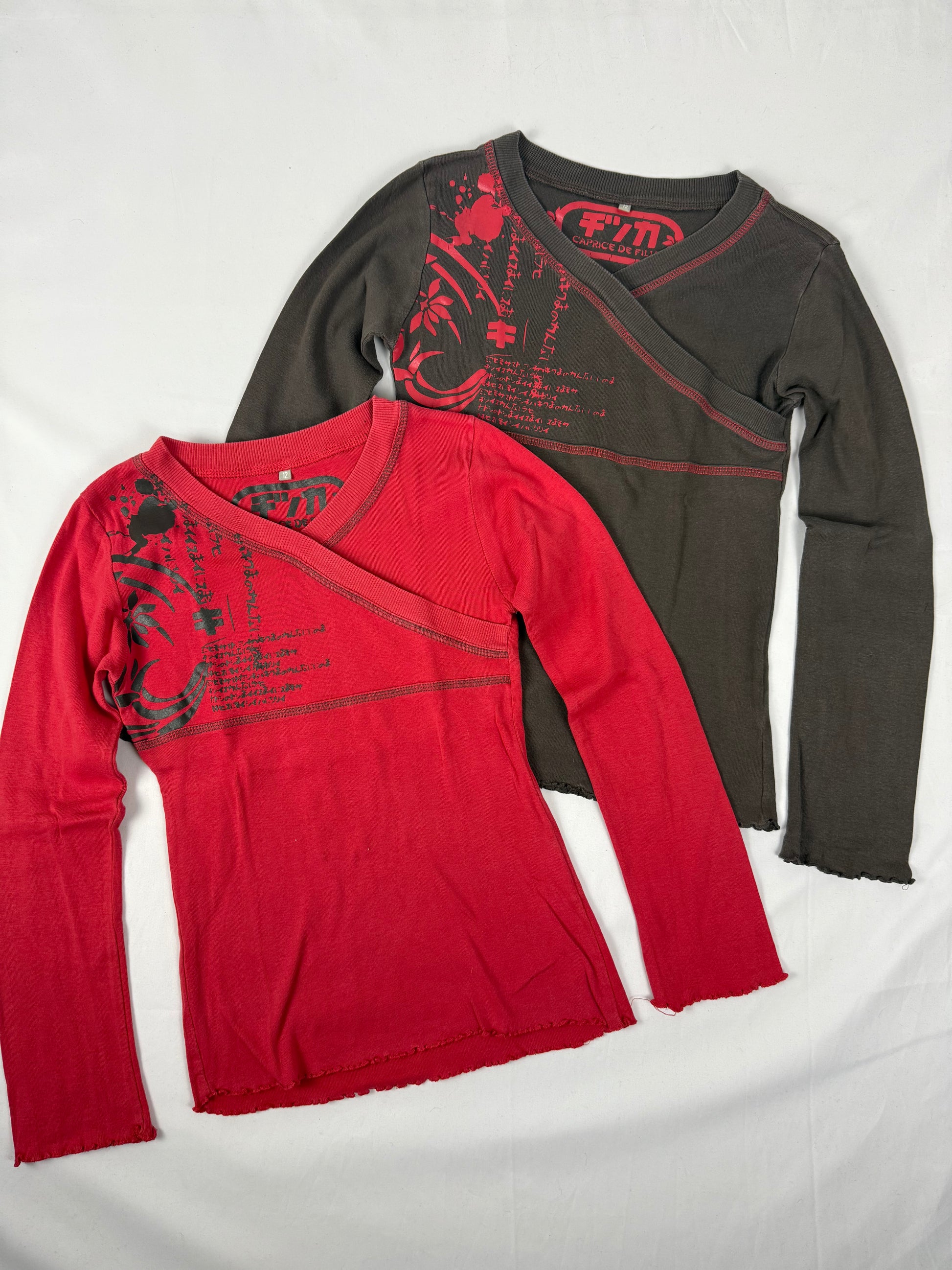 Cotton graphic tight fit long sleeves top (XS)