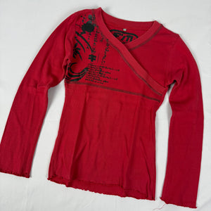 Cotton graphic tight fit long sleeves top (XS)