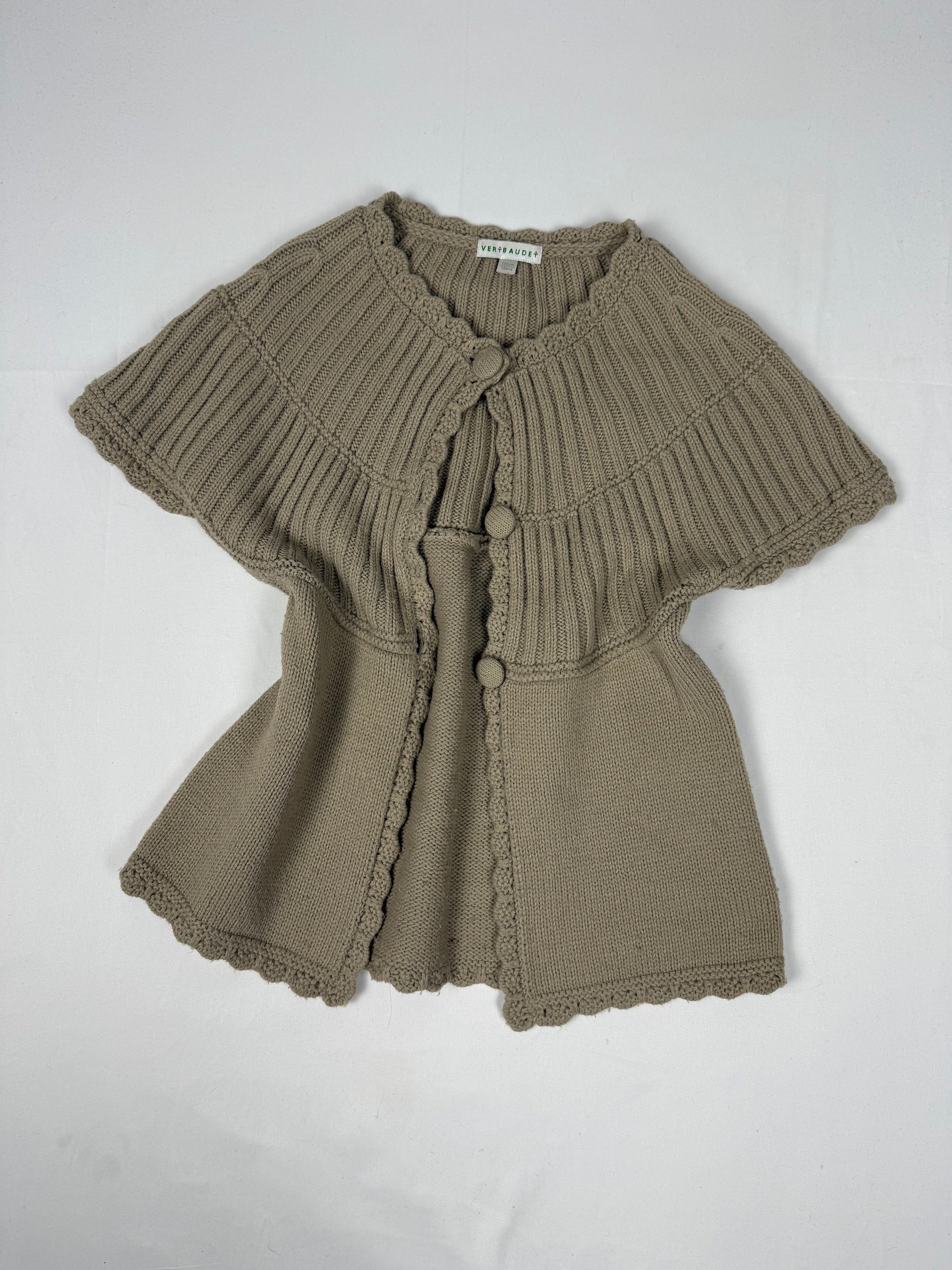 Beige short sleeves cardigan jumper (S)