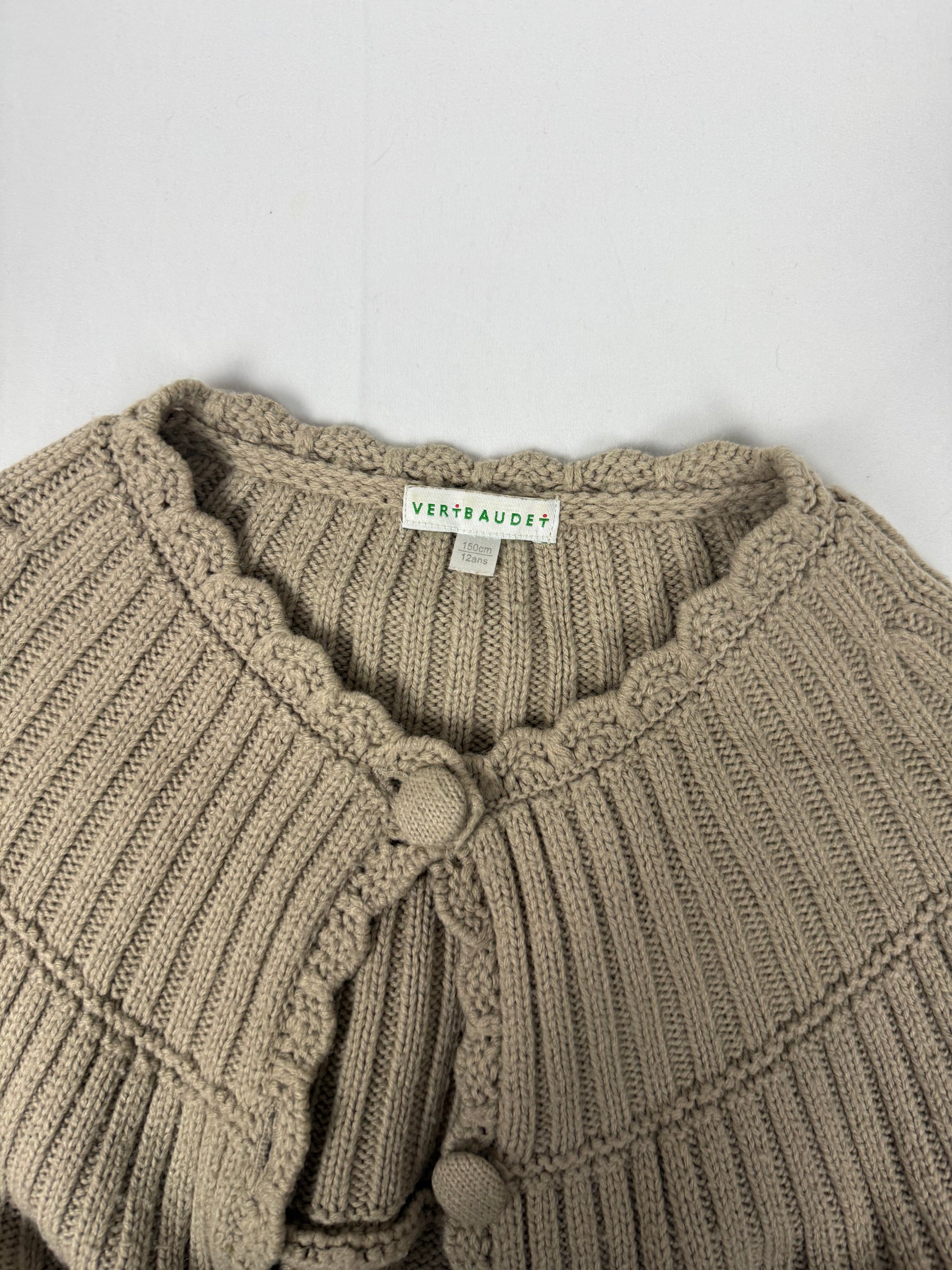 Beige short sleeves cardigan jumper (S)