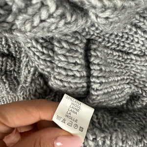 Grey faux fur neck ruched wool cardigan  jumper (XS/S)