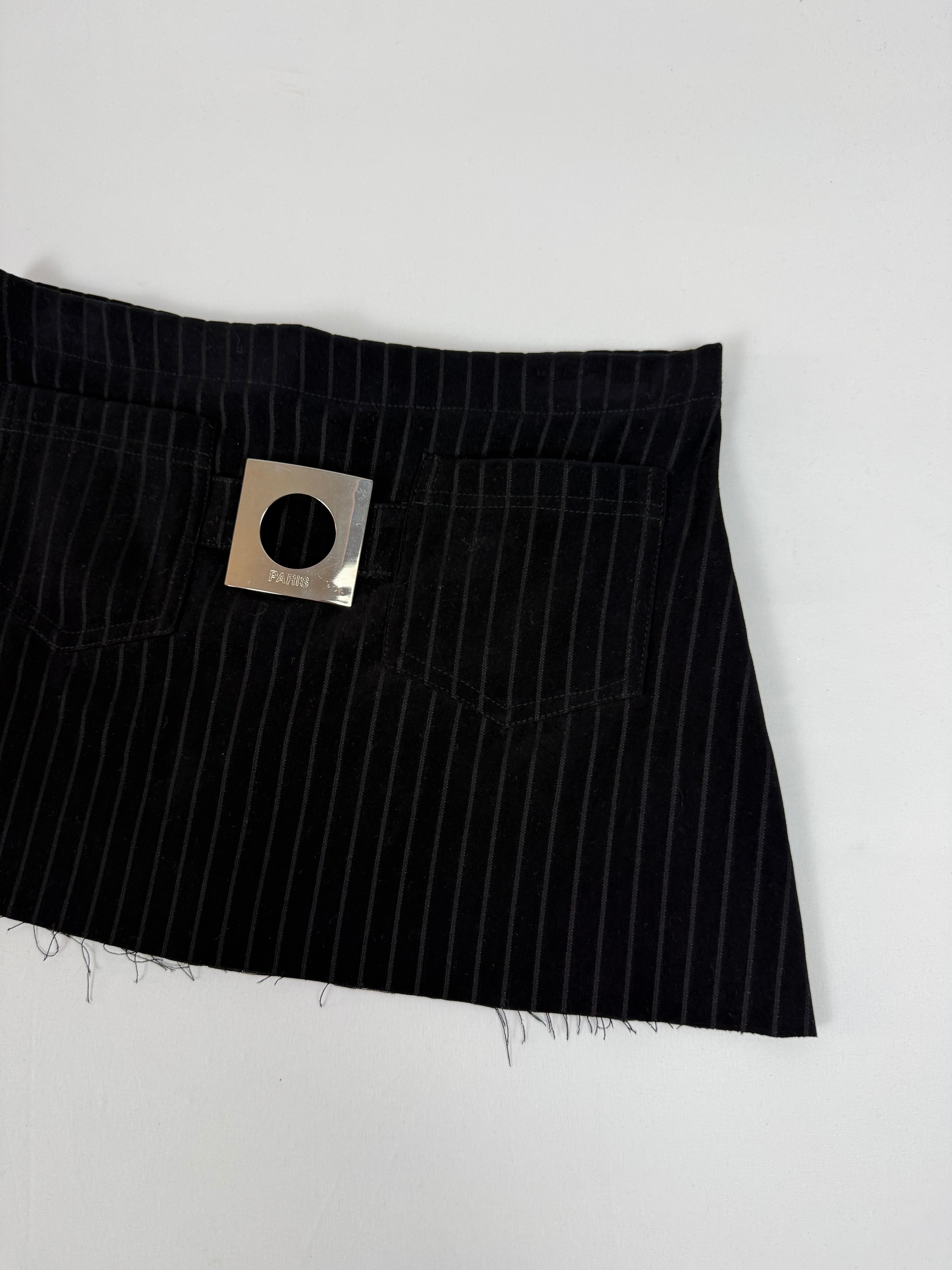 Black striped low rise mini skirt (S)