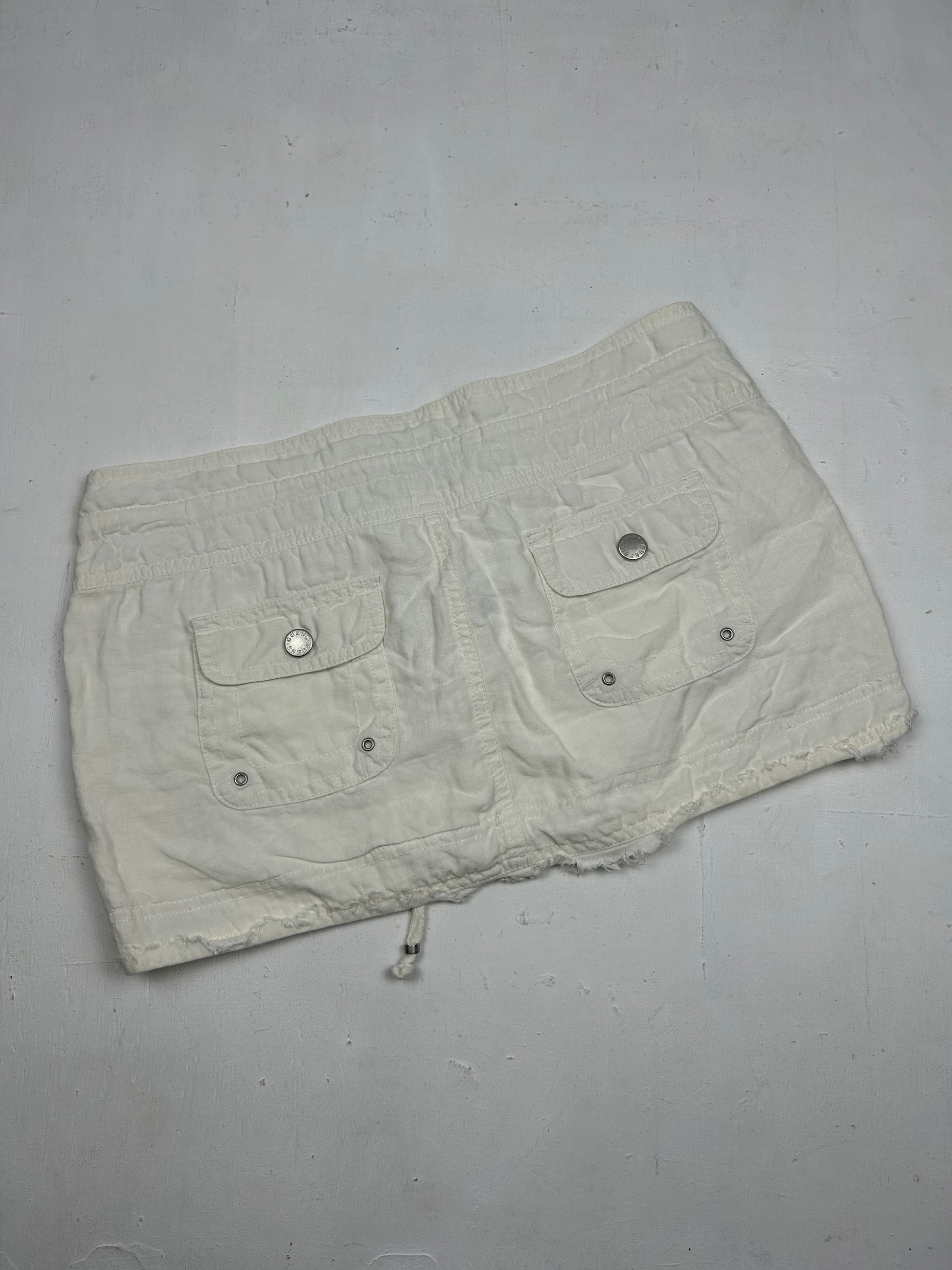 White cargo cotton mini skirt (S/M)