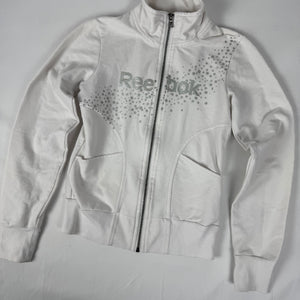 White zip up logo cotton sweatshirt (XS)